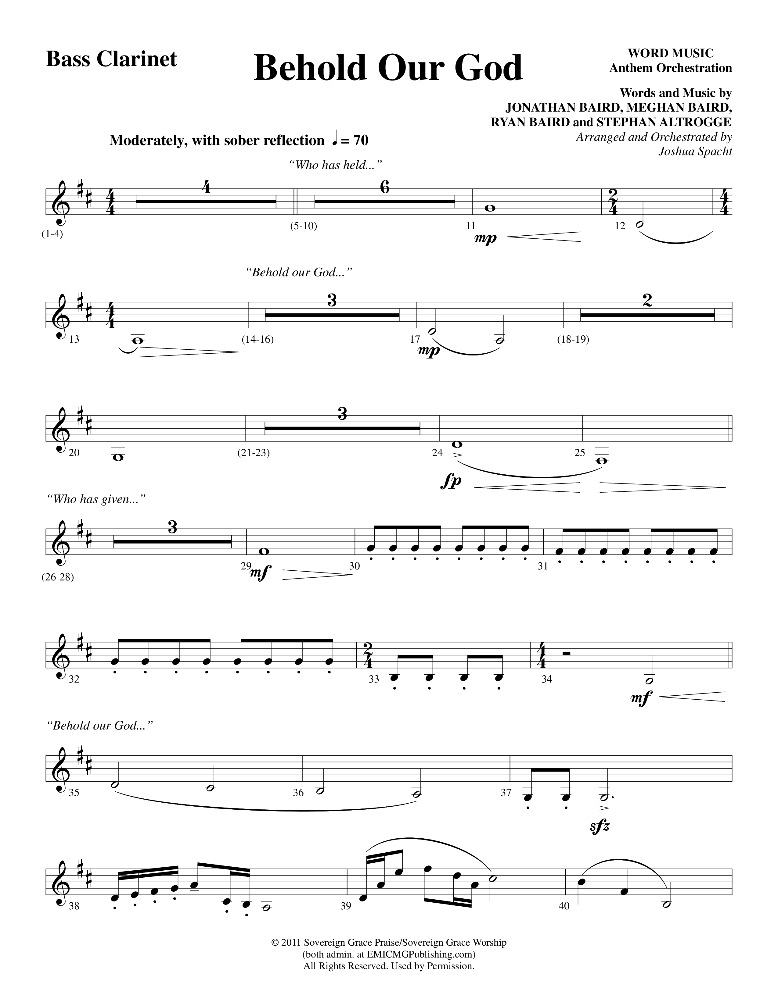 Behold Our God (Choral Anthem SATB) Bass Clarinet (Word Music Choral / Arr. Joshua Spacht)