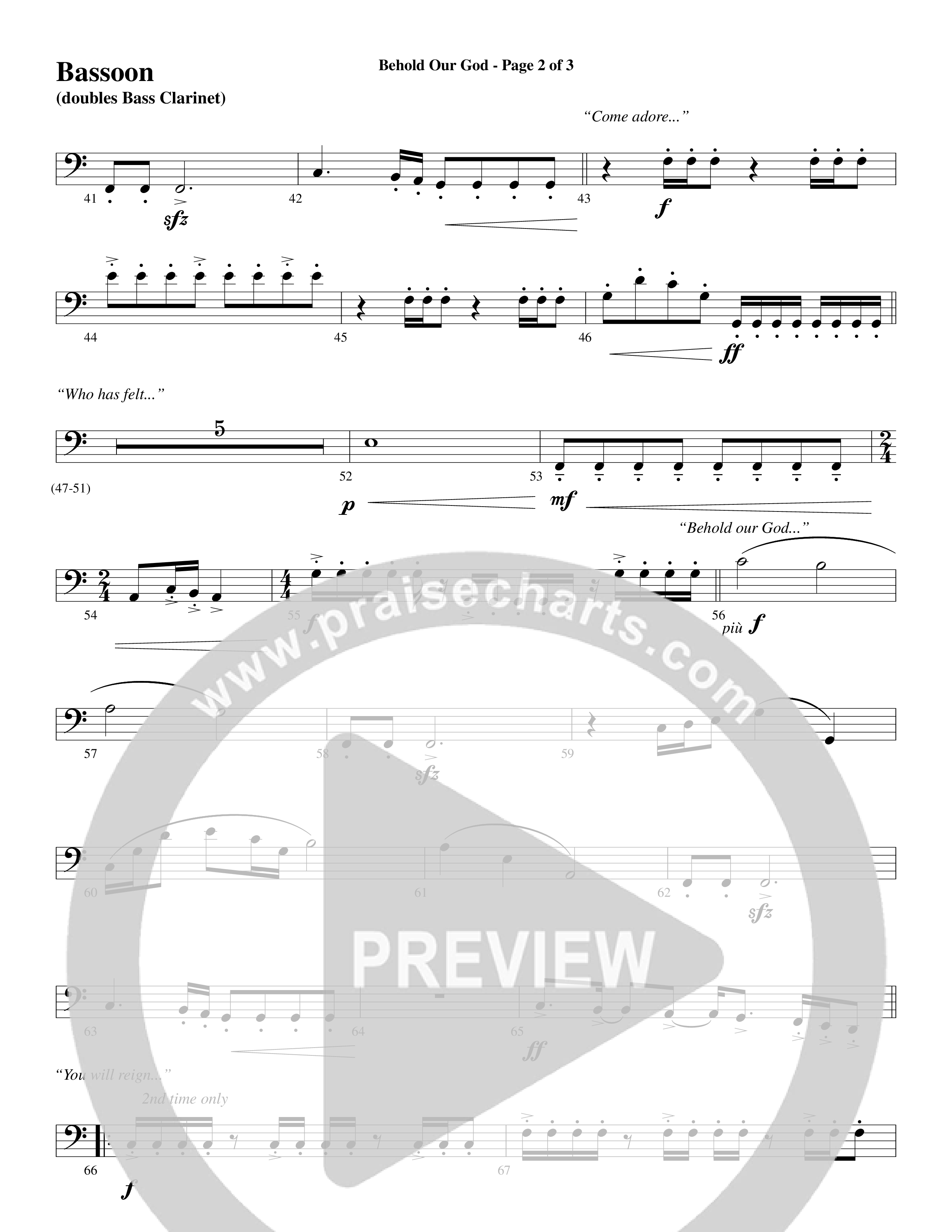 Behold Our God (Choral Anthem SATB) Bassoon (Word Music Choral / Arr. Joshua Spacht)