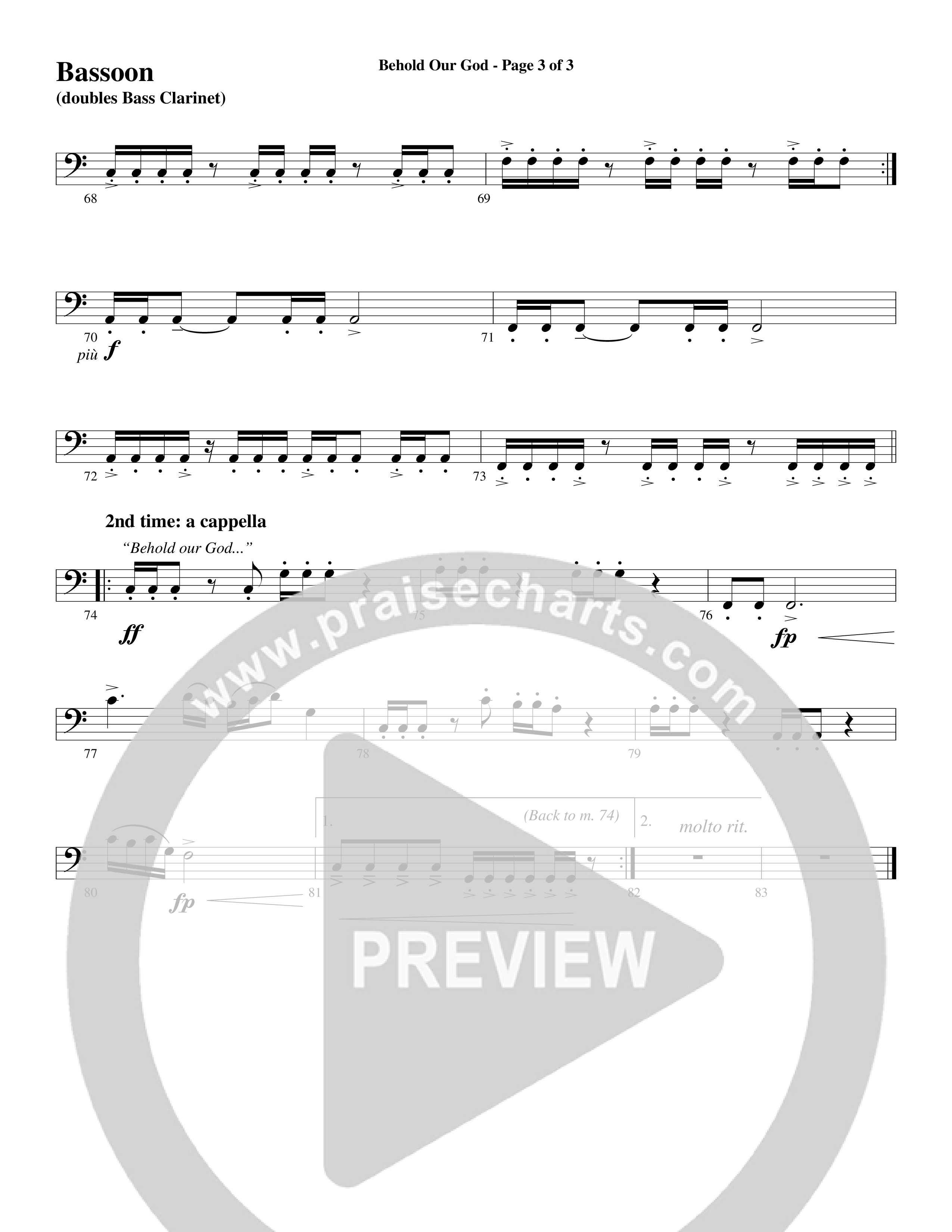 Behold Our God (Choral Anthem SATB) Bassoon (Word Music Choral / Arr. Joshua Spacht)