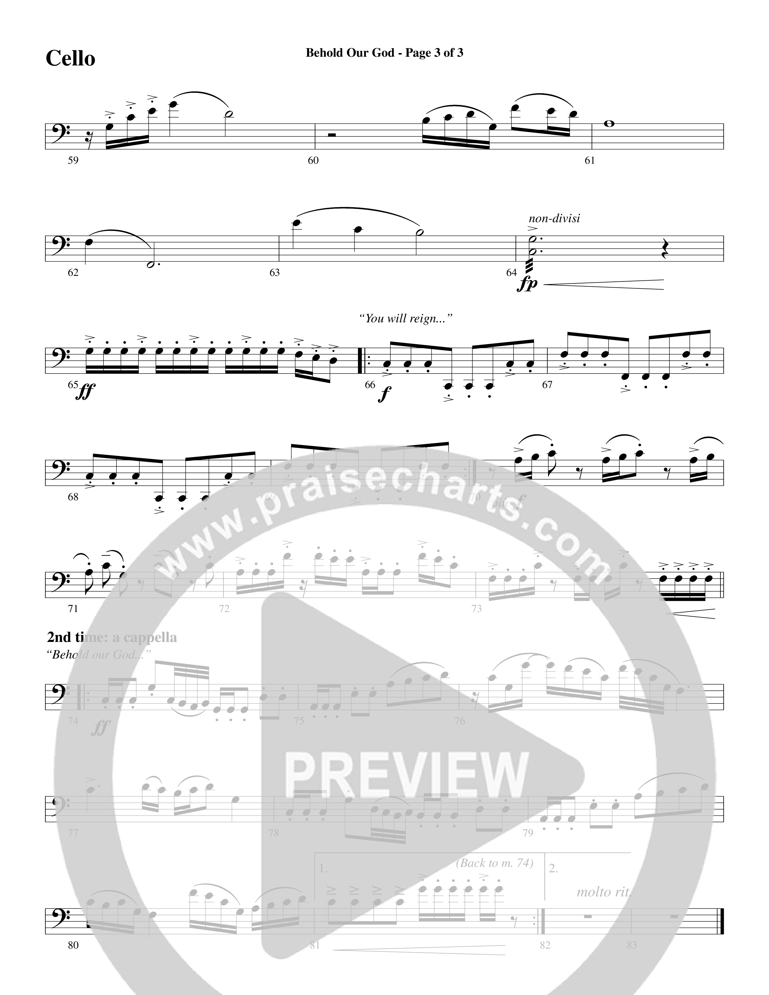 Behold Our God (Choral Anthem SATB) Cello (Word Music Choral / Arr. Joshua Spacht)