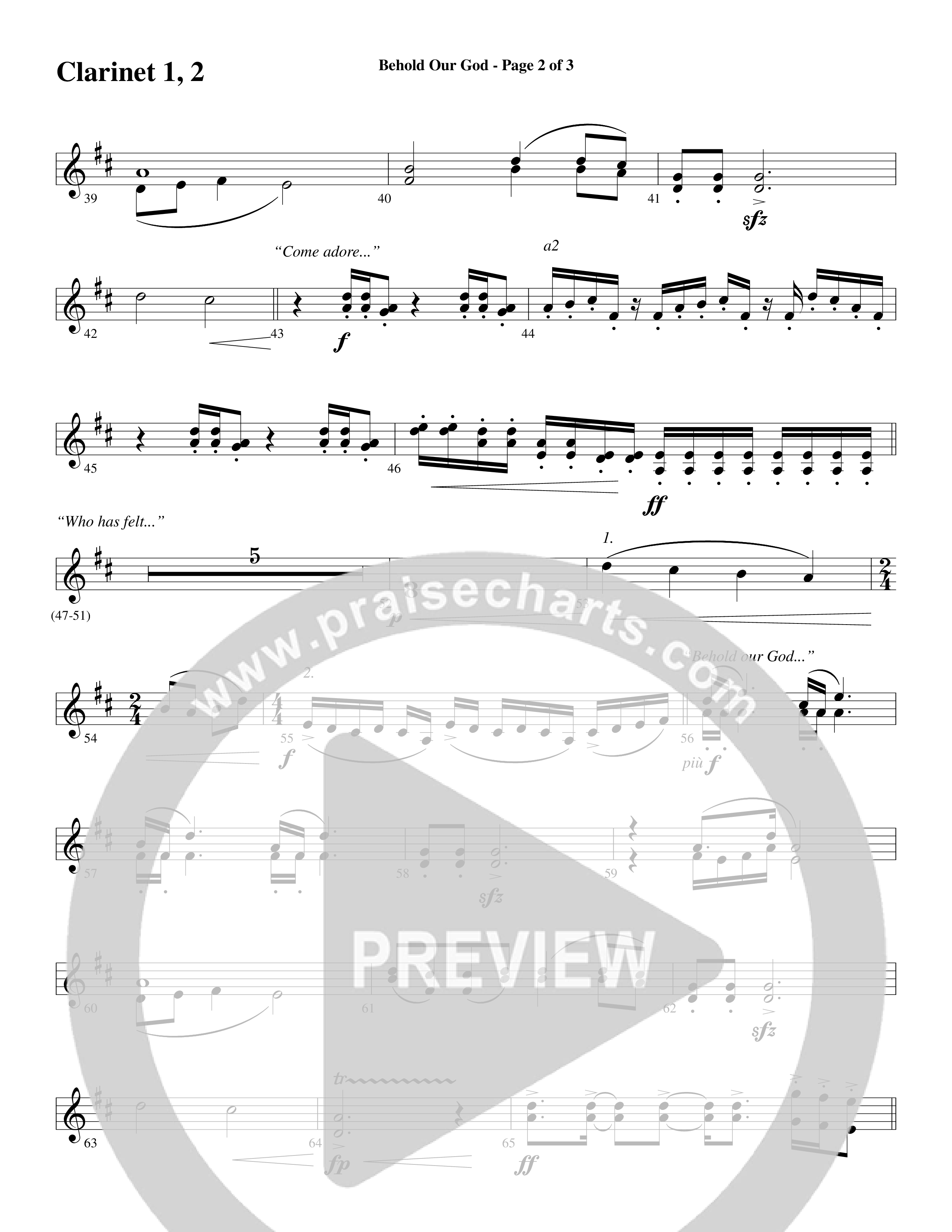 Behold Our God (Choral Anthem SATB) Clarinet 1/2 (Word Music Choral / Arr. Joshua Spacht)