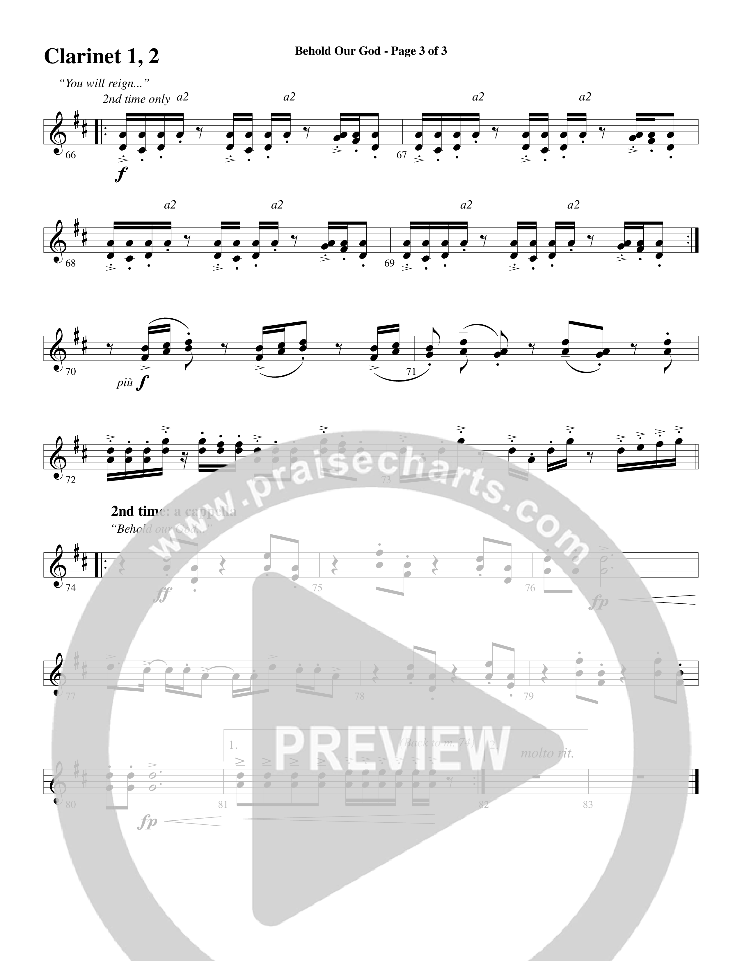 Behold Our God (Choral Anthem SATB) Clarinet 1/2 (Word Music Choral / Arr. Joshua Spacht)