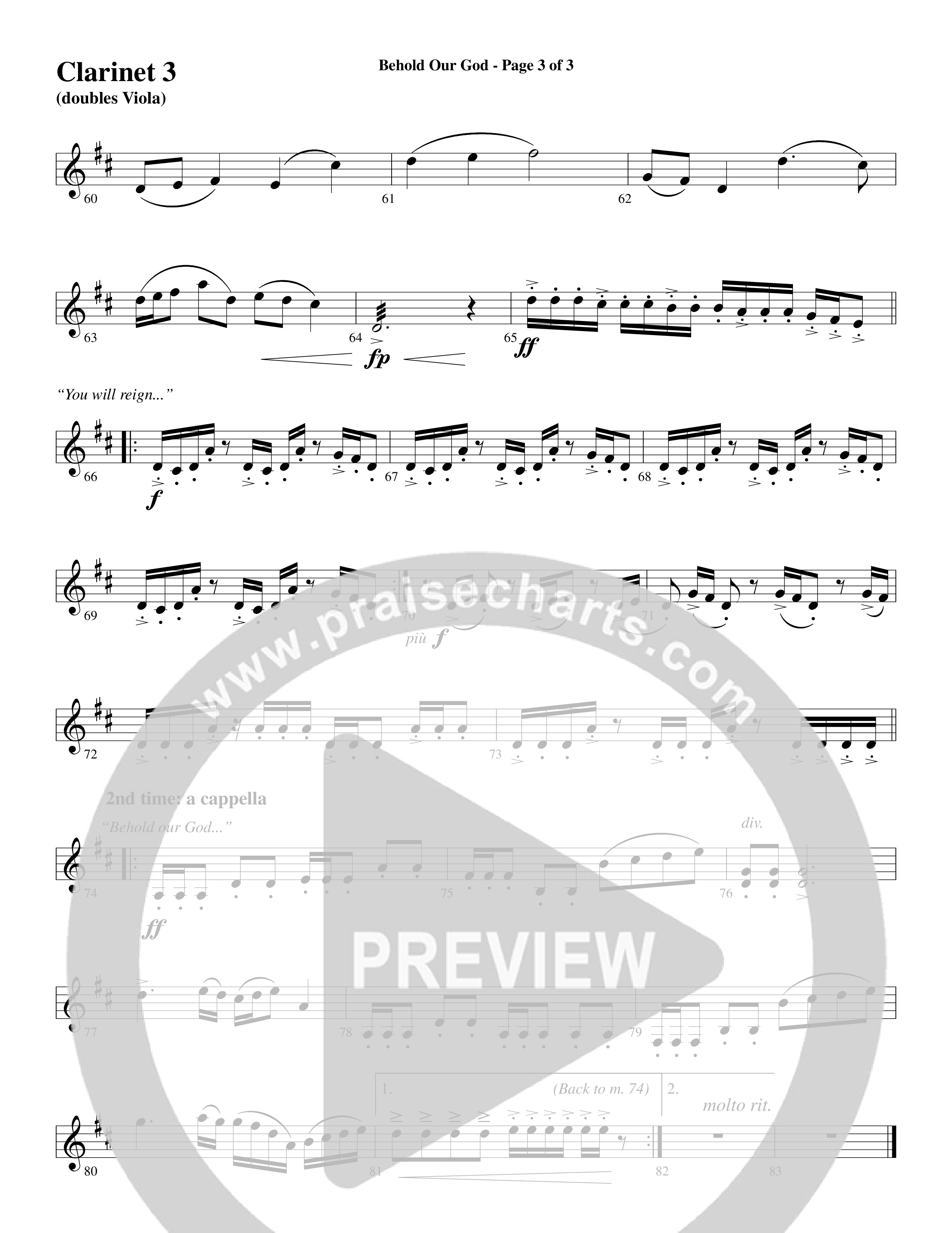Behold Our God (Choral Anthem SATB) Clarinet 3 (Word Music Choral / Arr. Joshua Spacht)