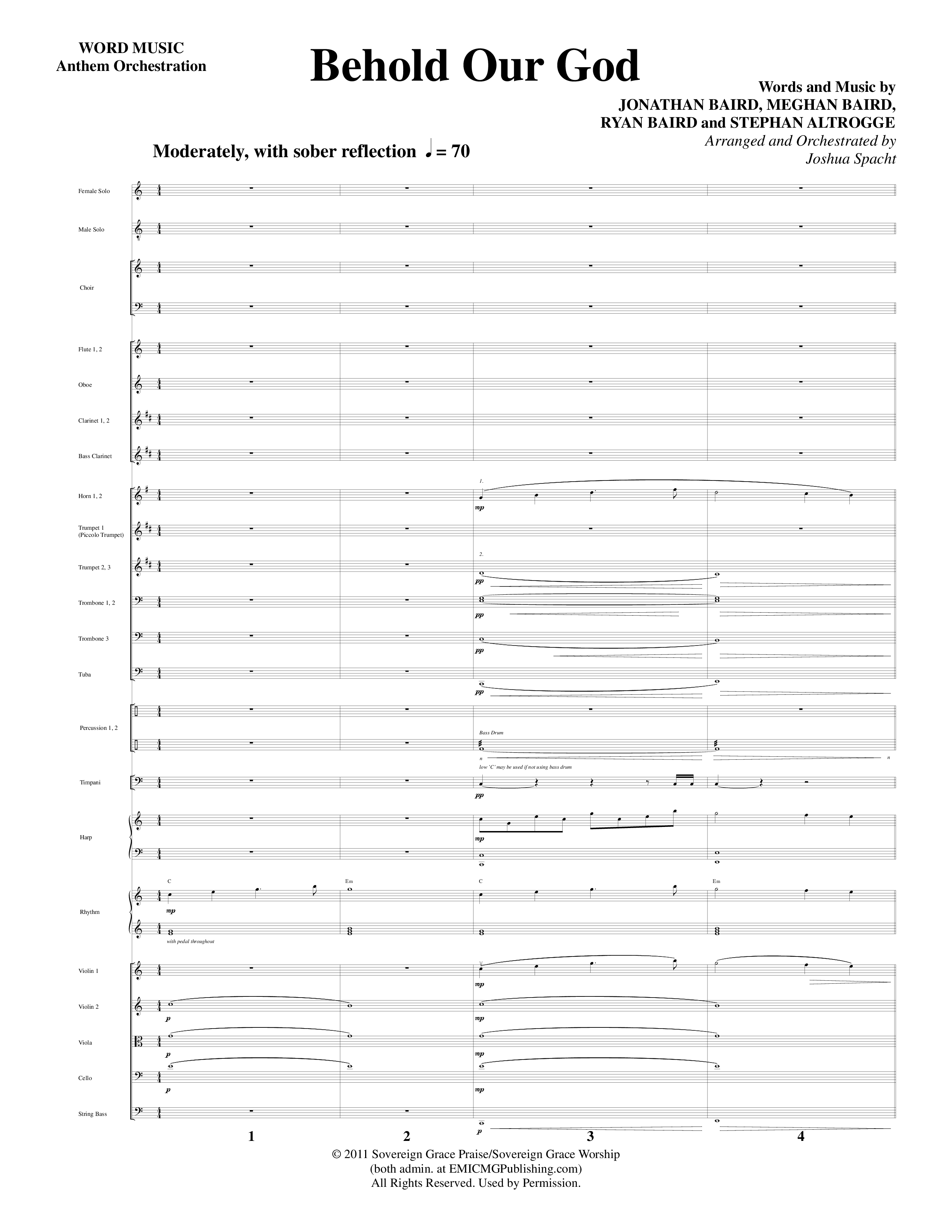 Behold Our God (Choral Anthem SATB) Orchestration (Word Music Choral / Arr. Joshua Spacht)
