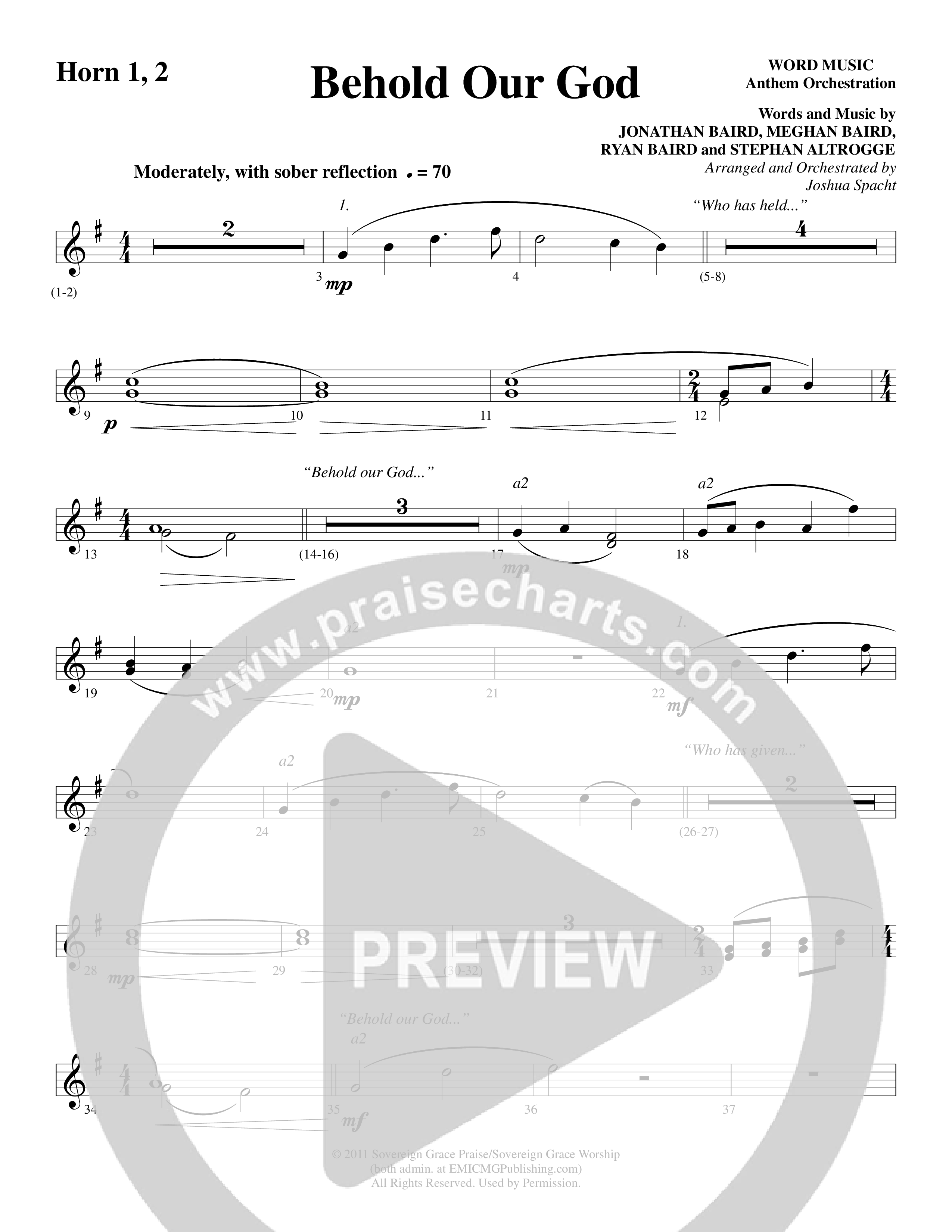 Behold Our God (Choral Anthem SATB) French Horn (Word Music Choral / Arr. Joshua Spacht)