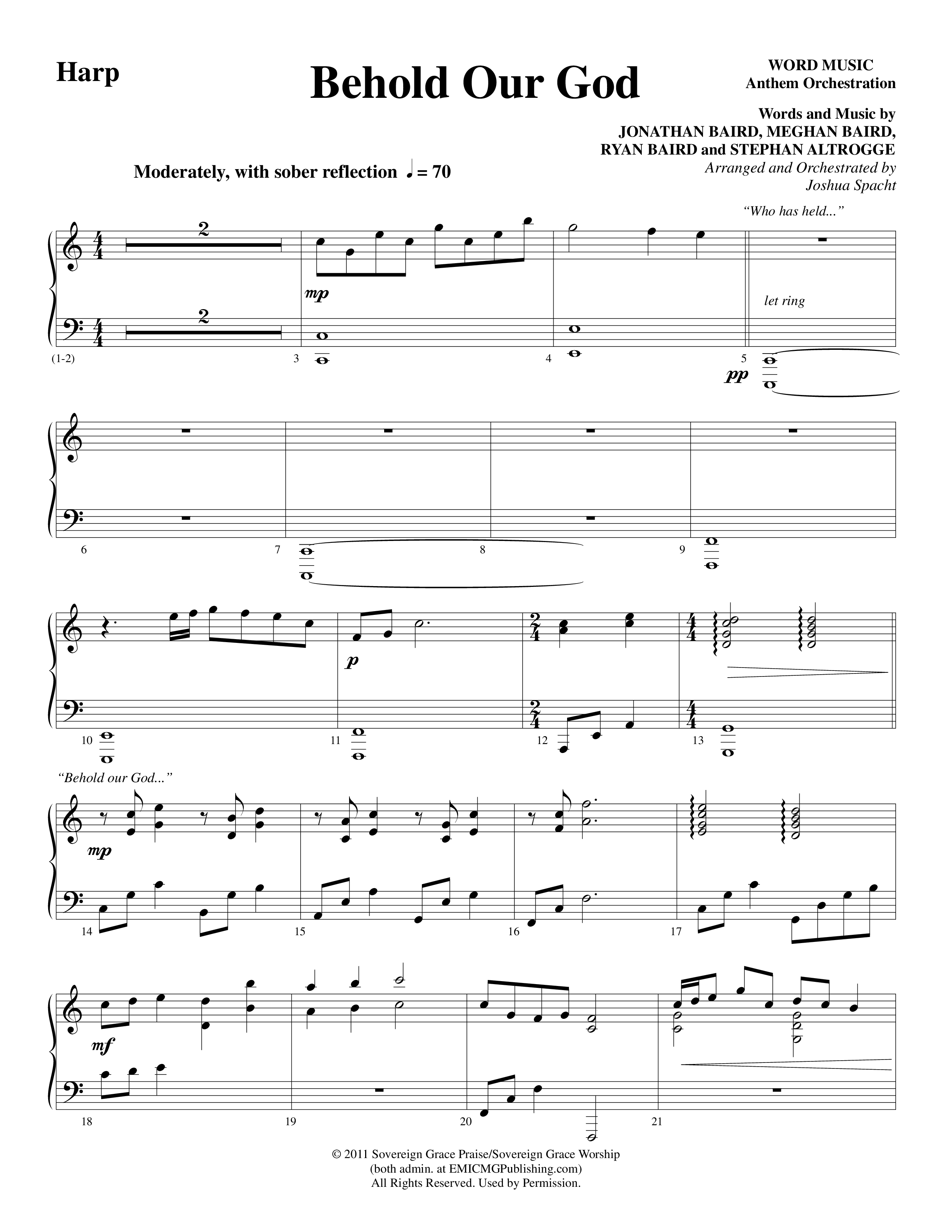 Behold Our God (Choral Anthem SATB) Harp (Word Music Choral / Arr. Joshua Spacht)