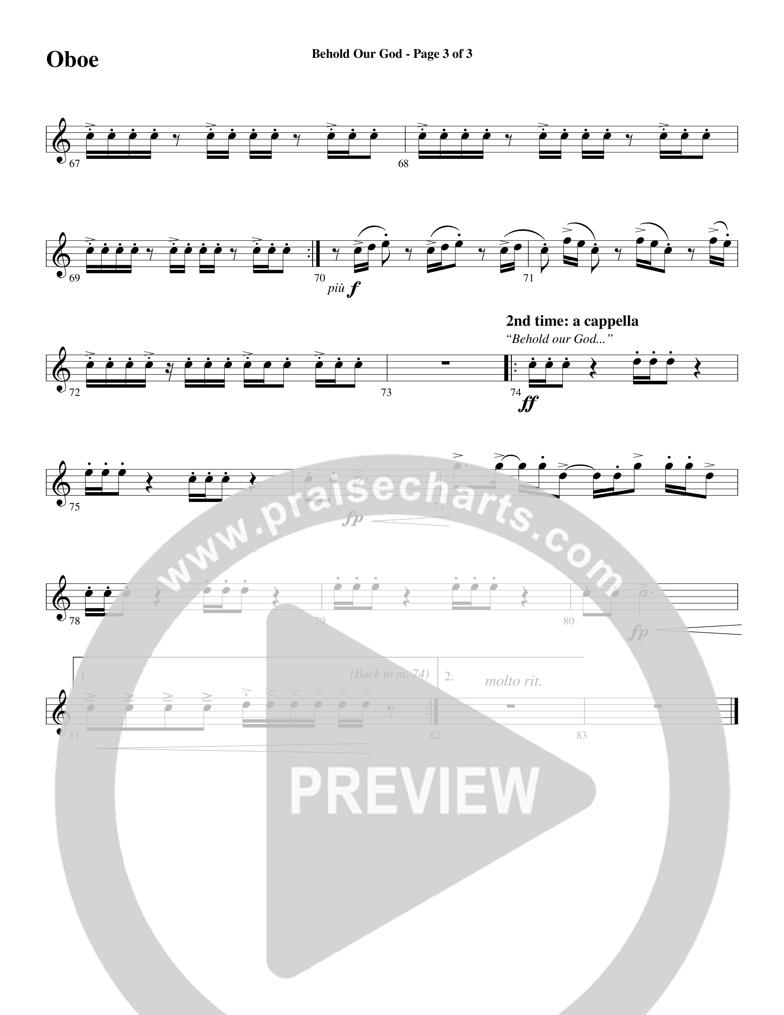 Behold Our God (Choral Anthem SATB) Oboe (Word Music Choral / Arr. Joshua Spacht)