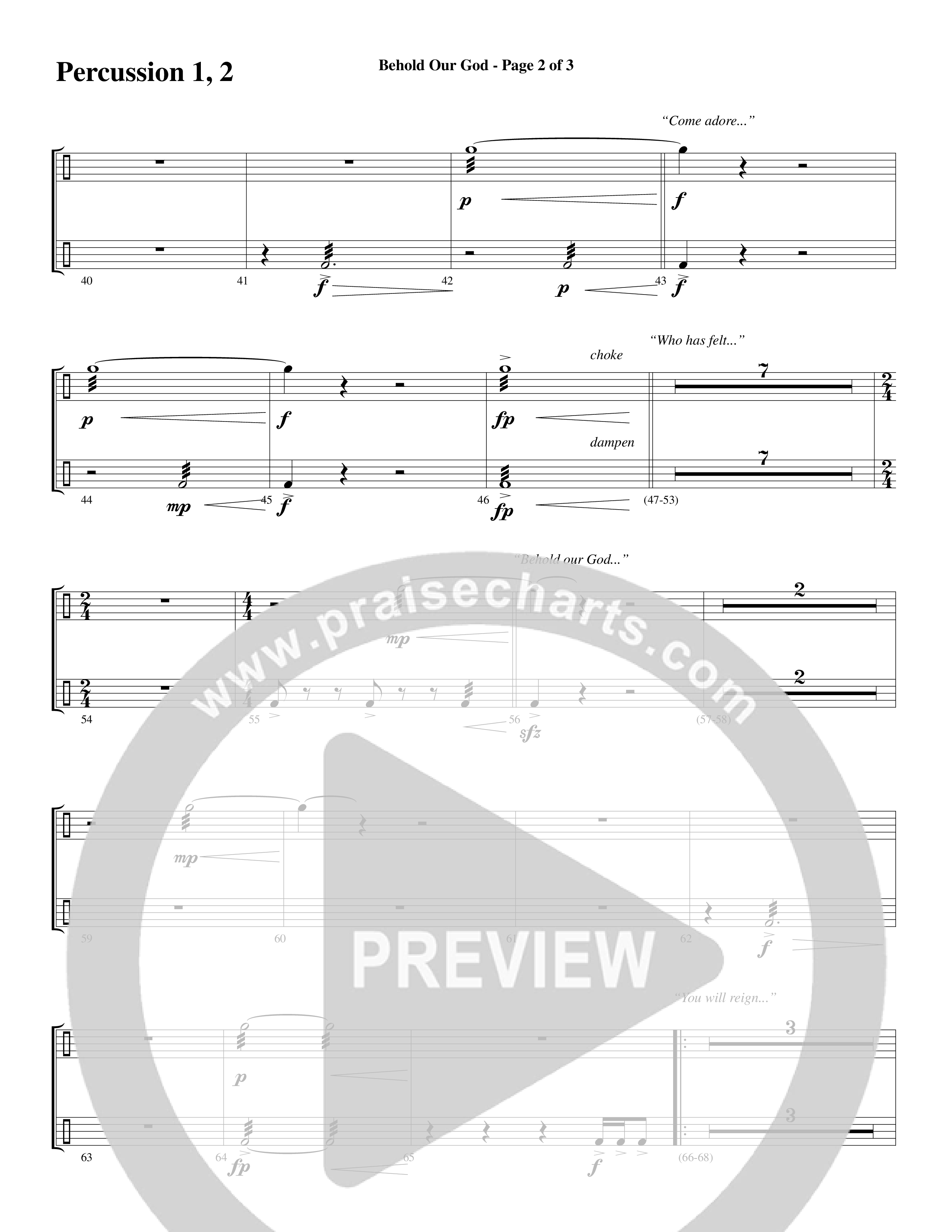 Behold Our God (Choral Anthem SATB) Percussion 1/2 (Word Music Choral / Arr. Joshua Spacht)