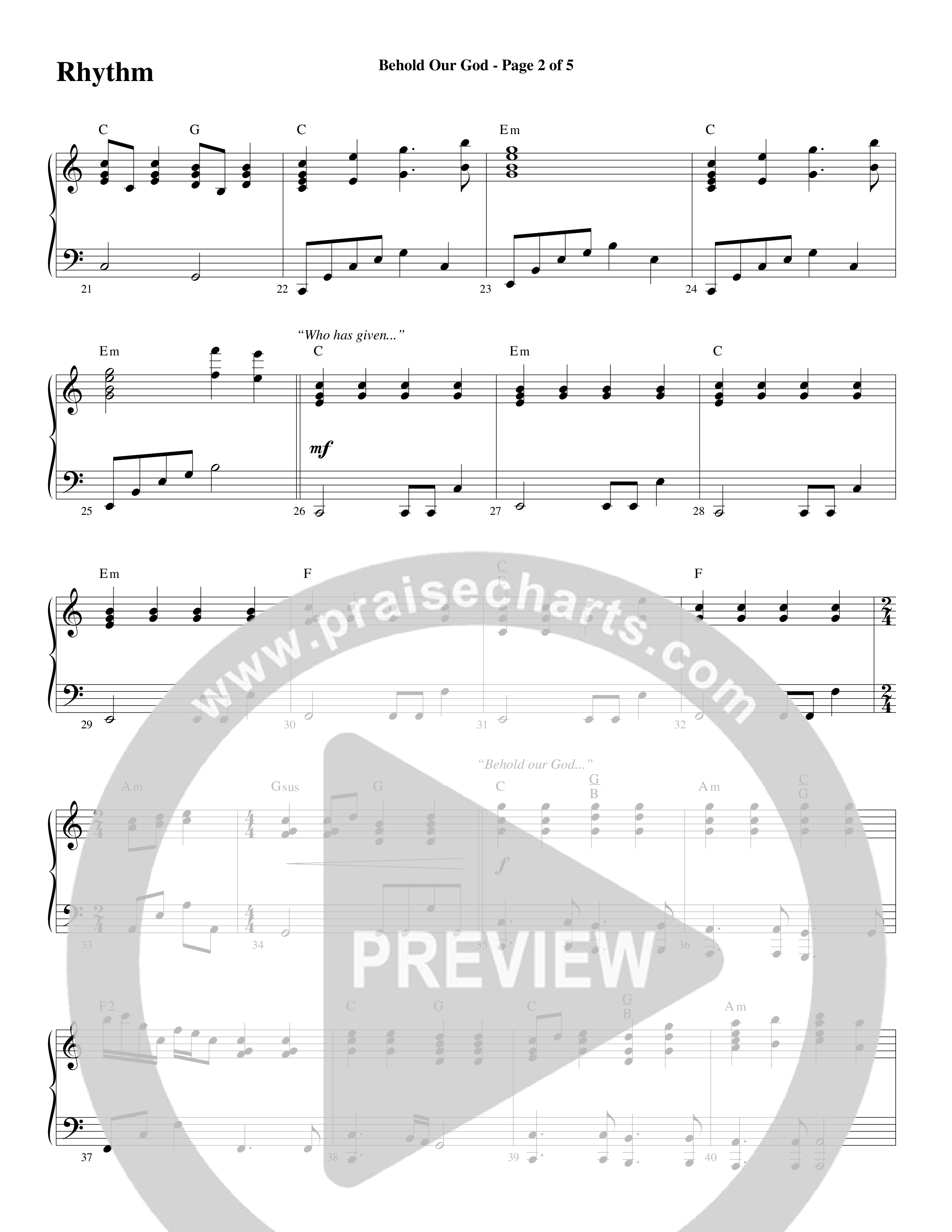 Behold Our God (Choral Anthem SATB) Rhythm Chart (Word Music Choral / Arr. Joshua Spacht)