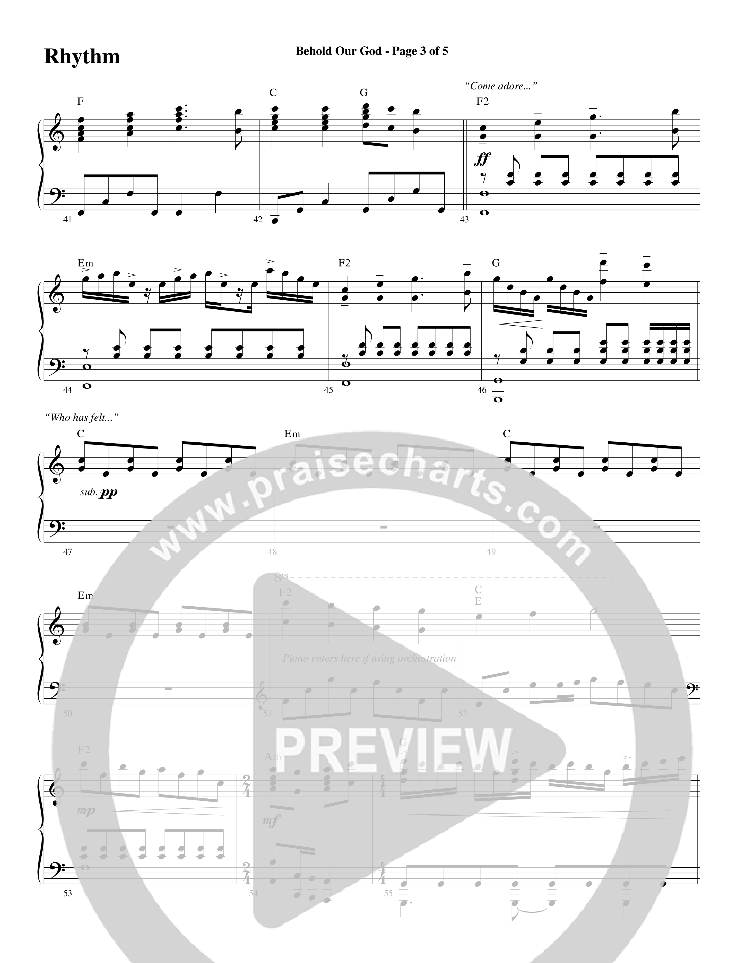 Behold Our God (Choral Anthem SATB) Rhythm Chart (Word Music Choral / Arr. Joshua Spacht)