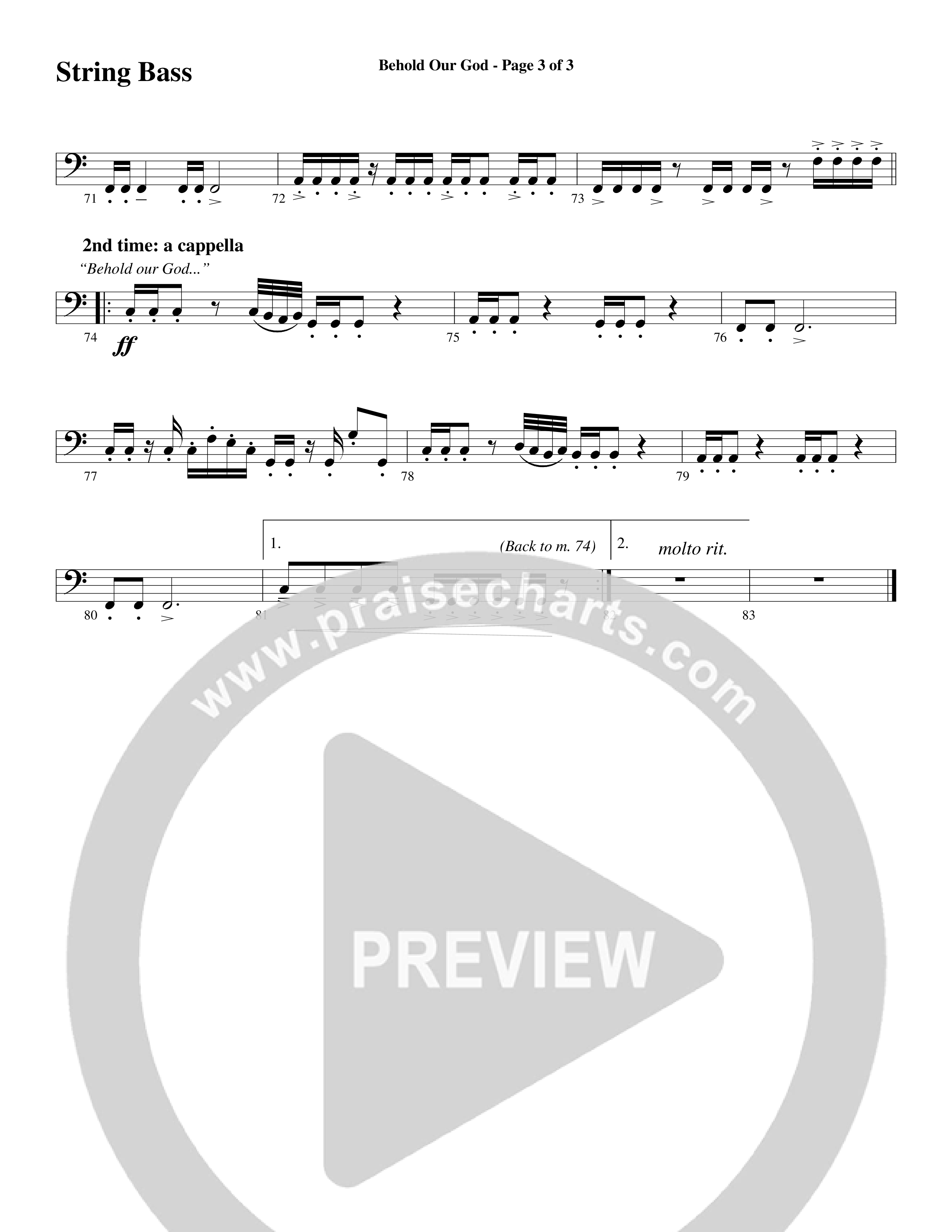 Behold Our God (Choral Anthem SATB) String Bass (Word Music Choral / Arr. Joshua Spacht)