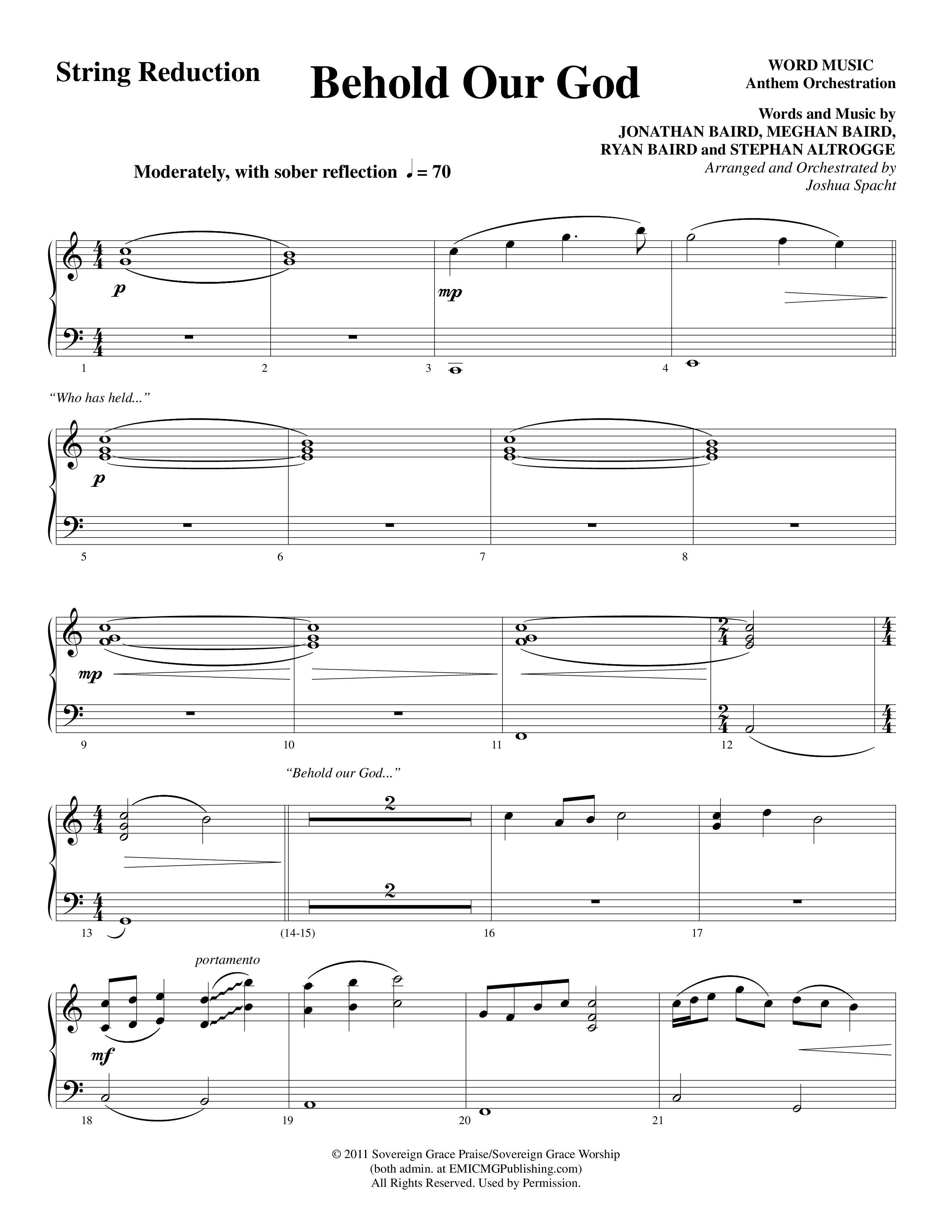 Behold Our God (Choral Anthem SATB) String Reduction (Word Music Choral / Arr. Joshua Spacht)