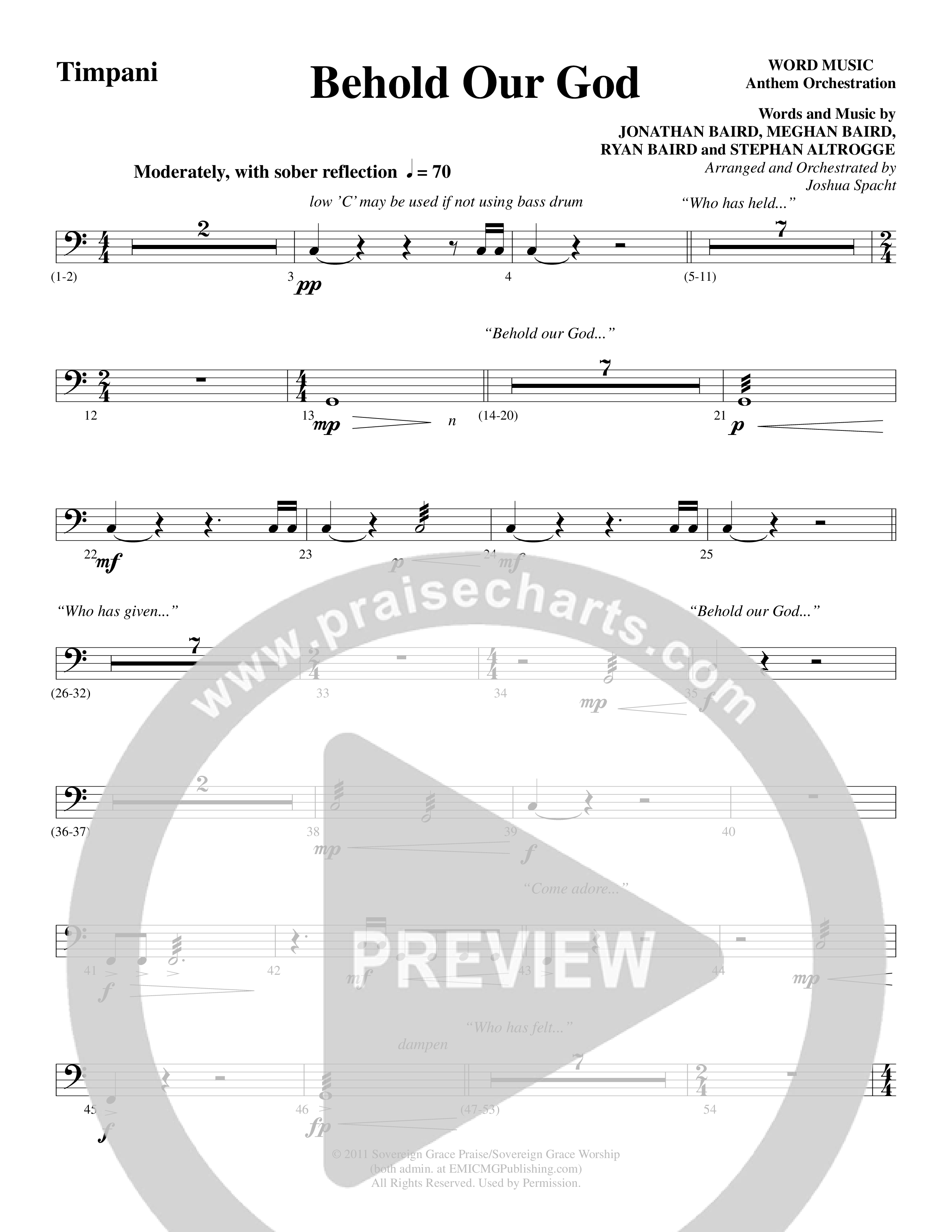 Behold Our God (Choral Anthem SATB) Timpani (Word Music Choral / Arr. Joshua Spacht)