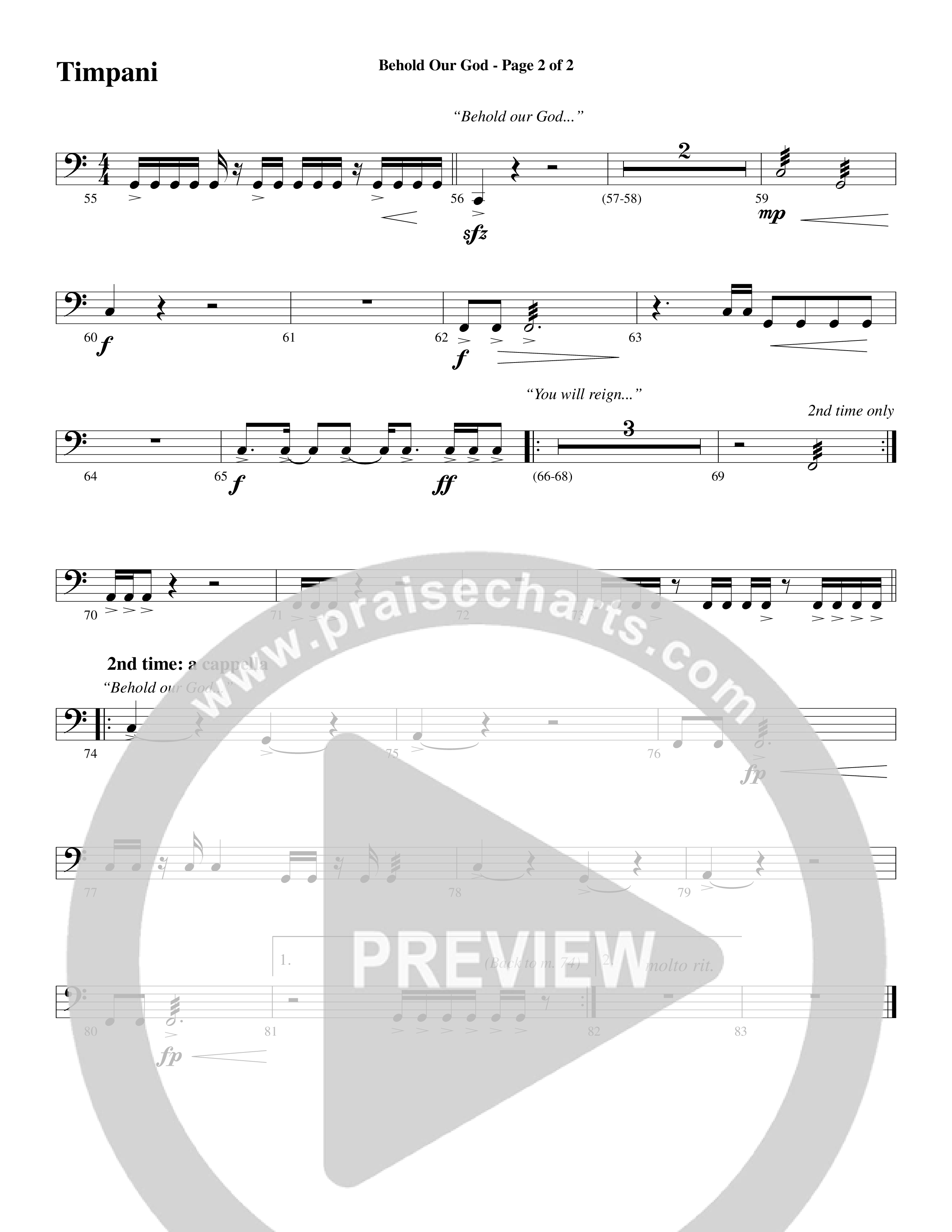 Behold Our God (Choral Anthem SATB) Timpani (Word Music Choral / Arr. Joshua Spacht)