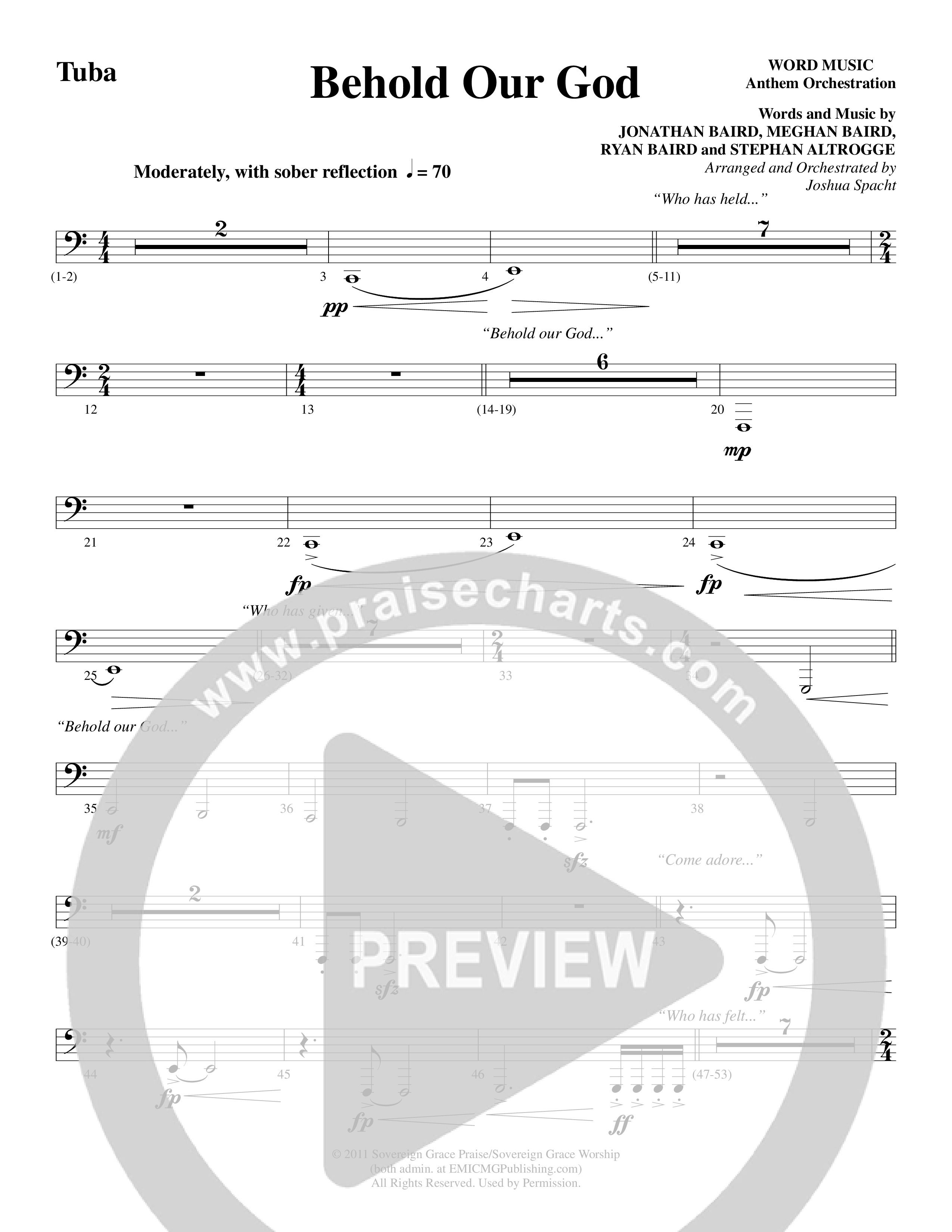 Behold Our God (Choral Anthem SATB) Tuba (Word Music Choral / Arr. Joshua Spacht)