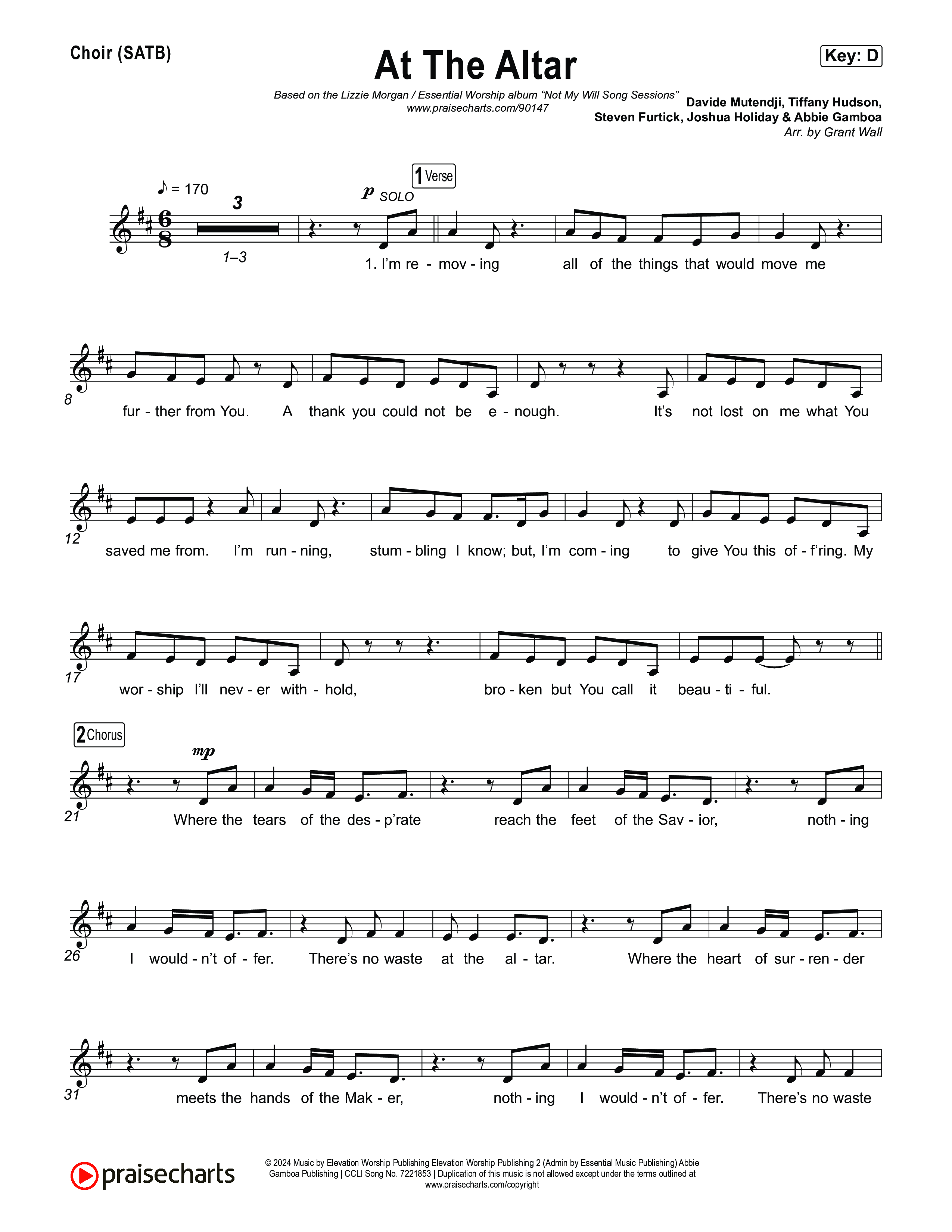 At The Altar (Song Session) Choir Sheet (SATB) (Lizzie Morgan / Essential Worship)