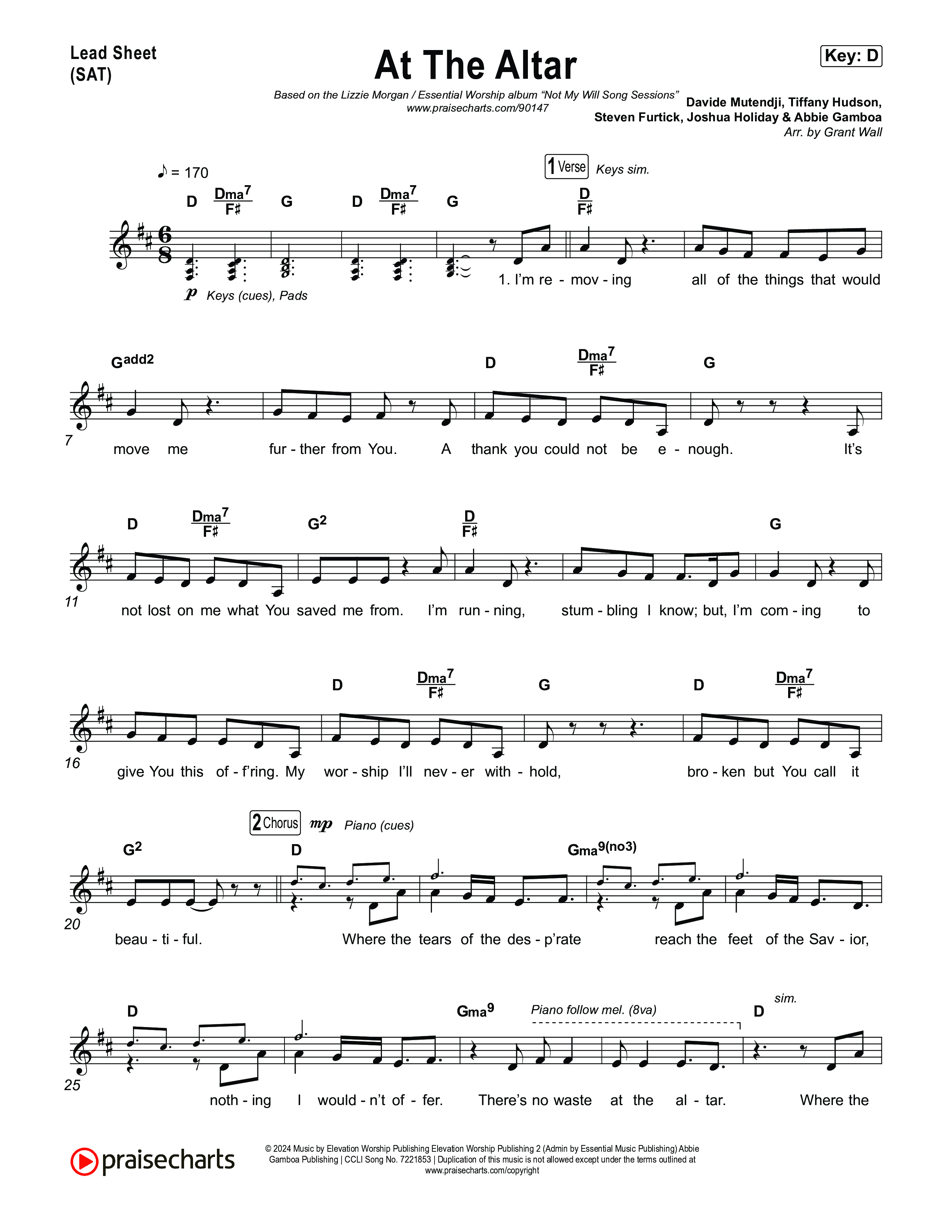 At The Altar (Song Session) Lead Sheet (SAT) (Lizzie Morgan / Essential Worship)