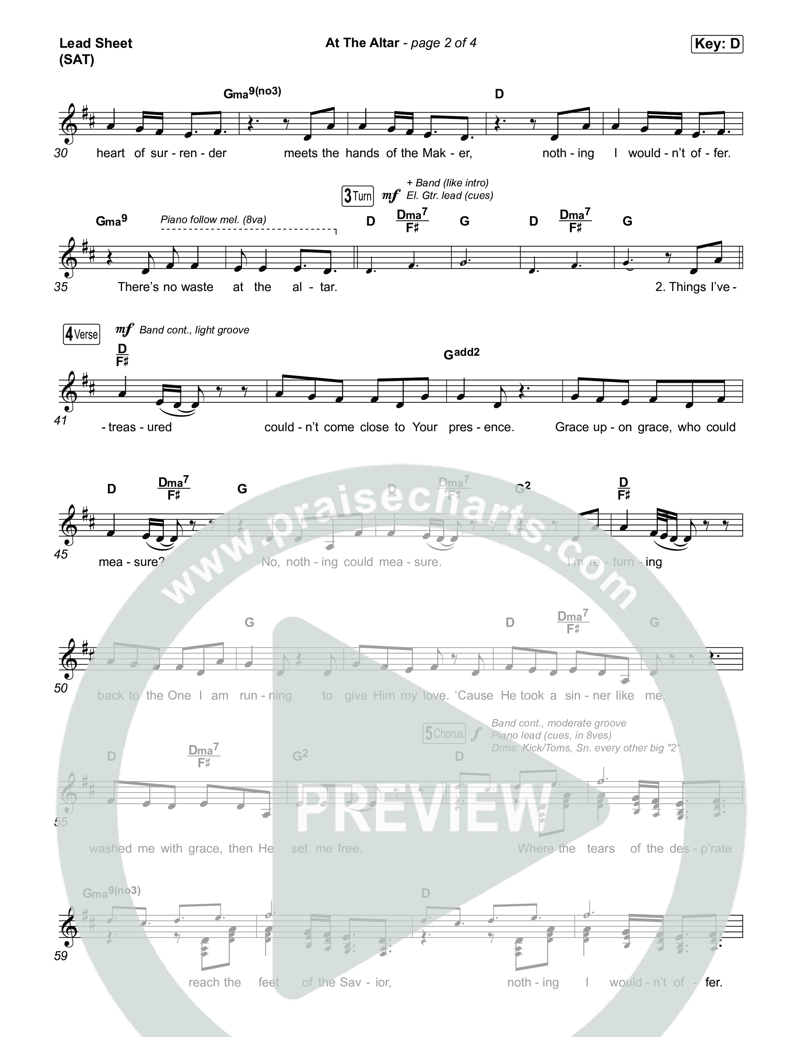 At The Altar (Song Session) Lead Sheet (SAT) (Lizzie Morgan / Essential Worship)