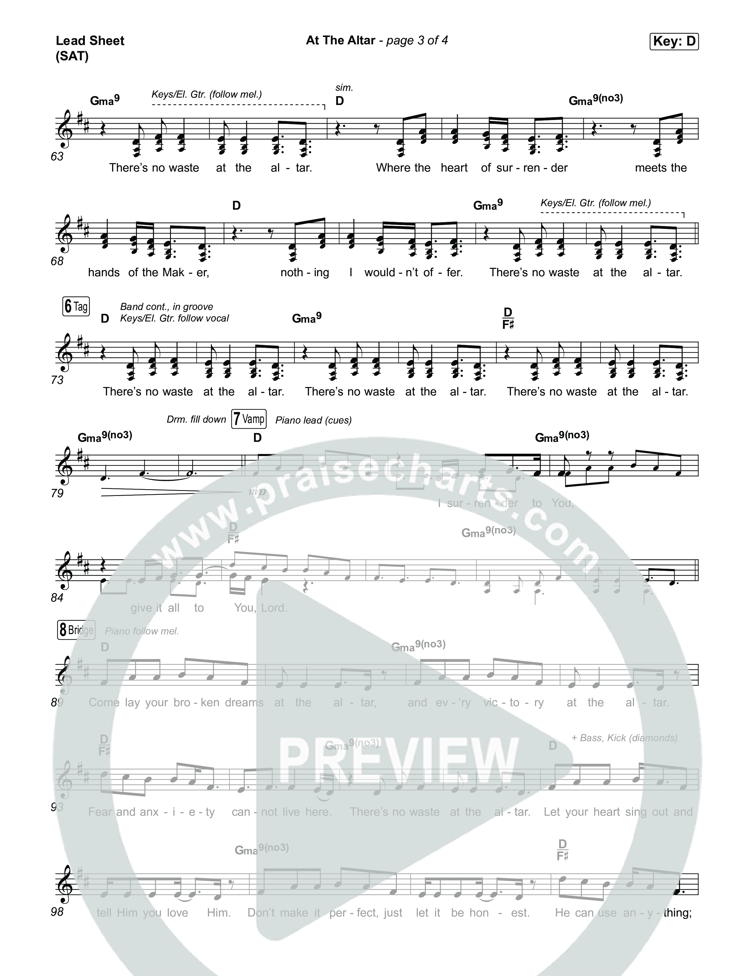 At The Altar (Song Session) Lead Sheet (SAT) (Lizzie Morgan / Essential Worship)