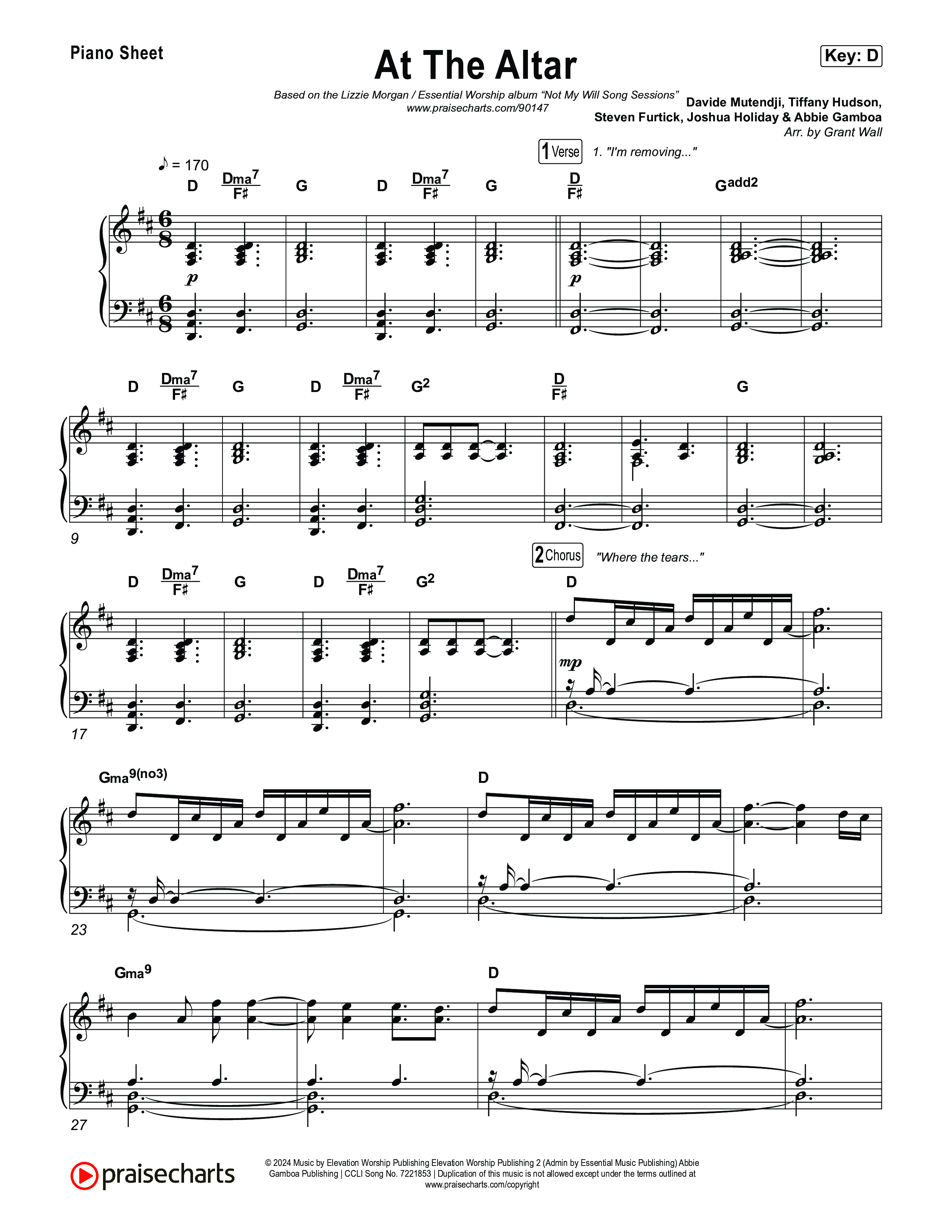 At The Altar (Song Session) Piano Sheet (Lizzie Morgan / Essential Worship)