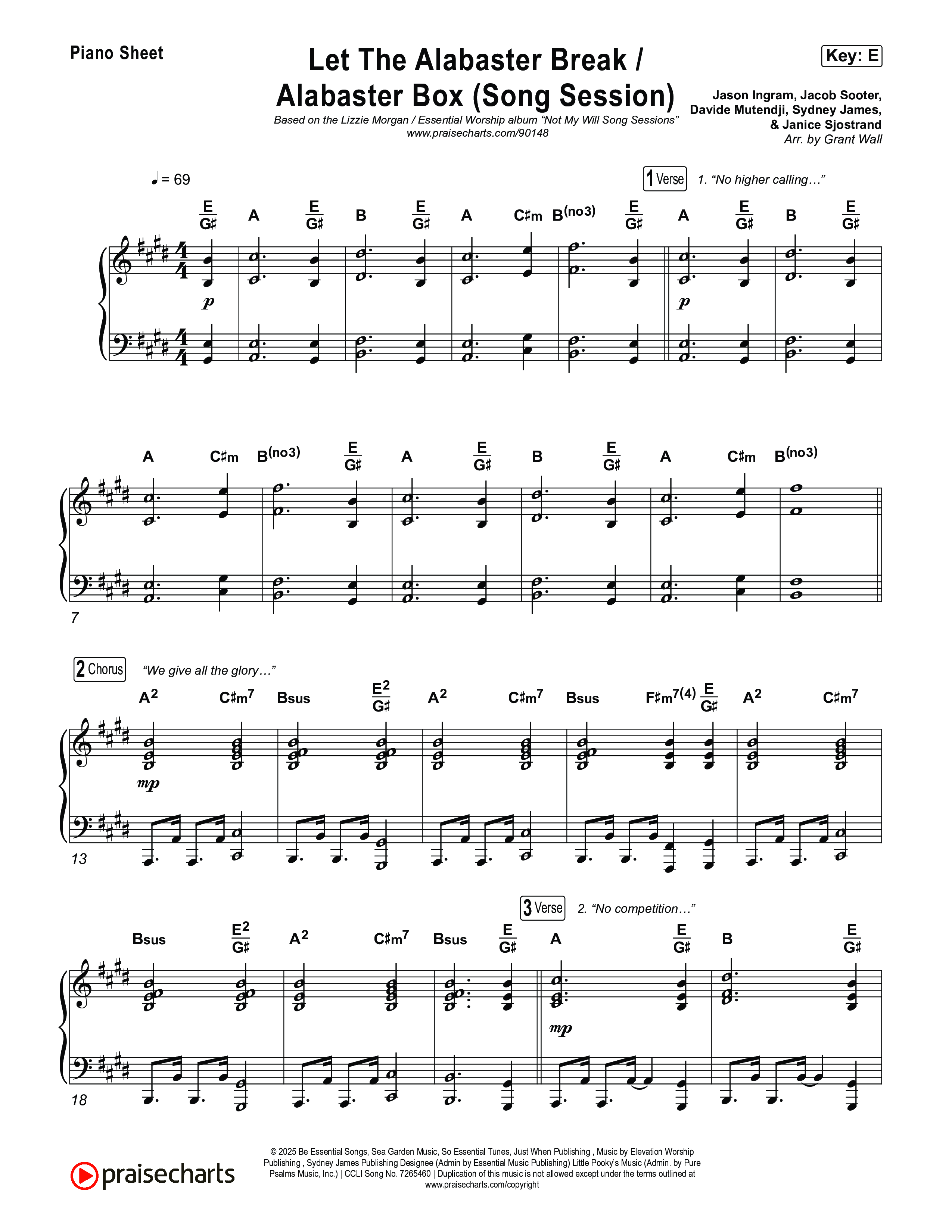 Let The Alabaster Break / Alabaster Box (Song Session) Piano Sheet (Lizzie Morgan / Essential Worship)