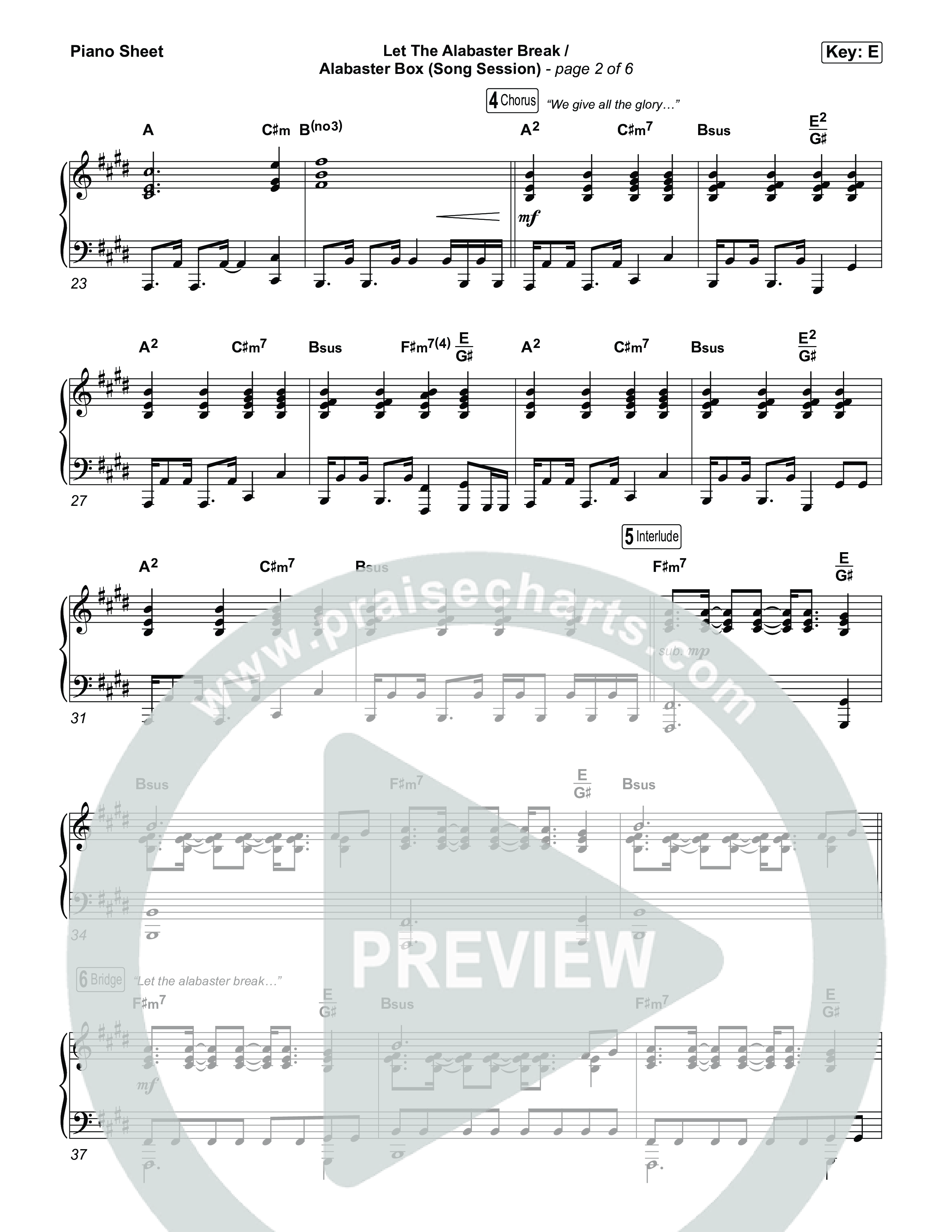 Let The Alabaster Break / Alabaster Box (Song Session) Piano Sheet (Lizzie Morgan / Essential Worship)