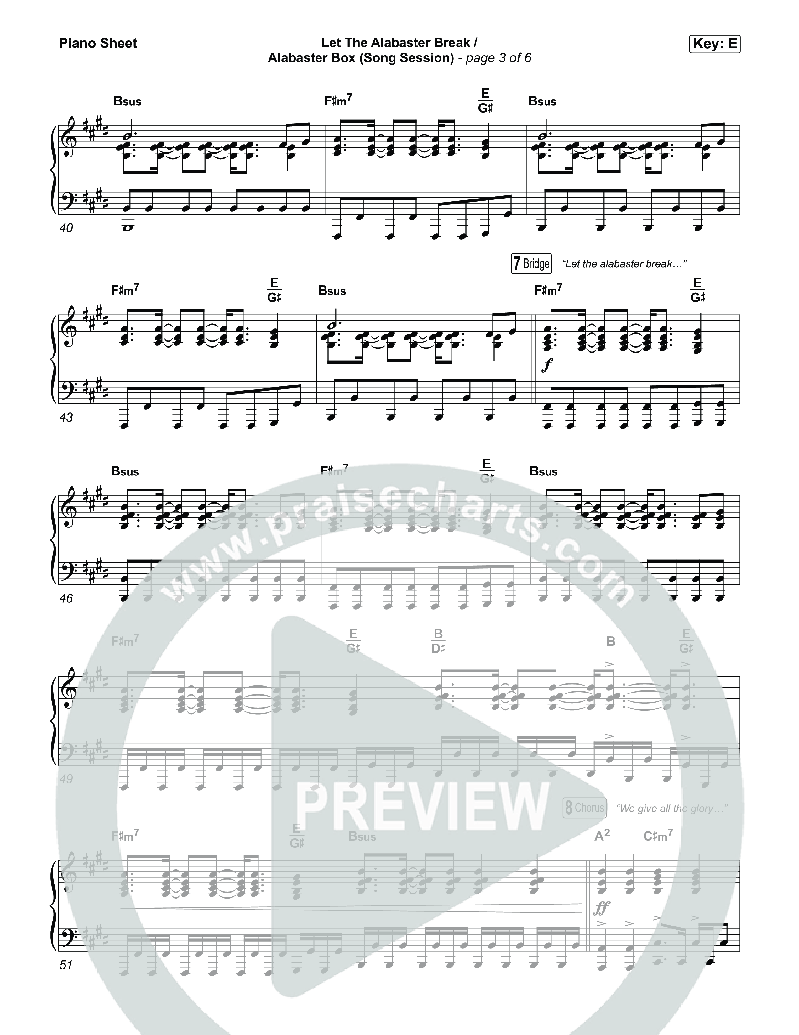 Let The Alabaster Break / Alabaster Box (Song Session) Piano Sheet (Lizzie Morgan / Essential Worship)