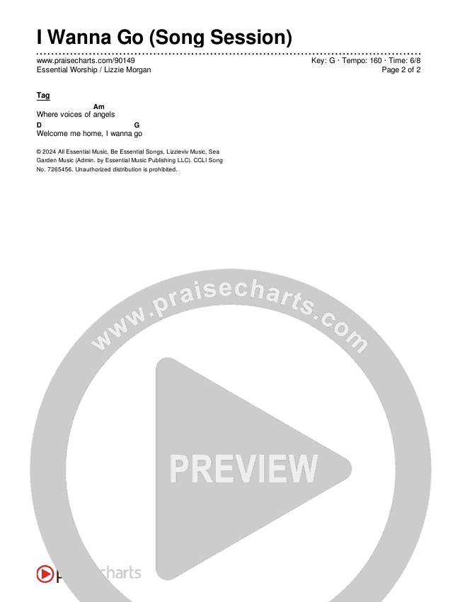 I Wanna Go (Song Session) Chords & Lyrics (Lizzie Morgan / Essential Worship)