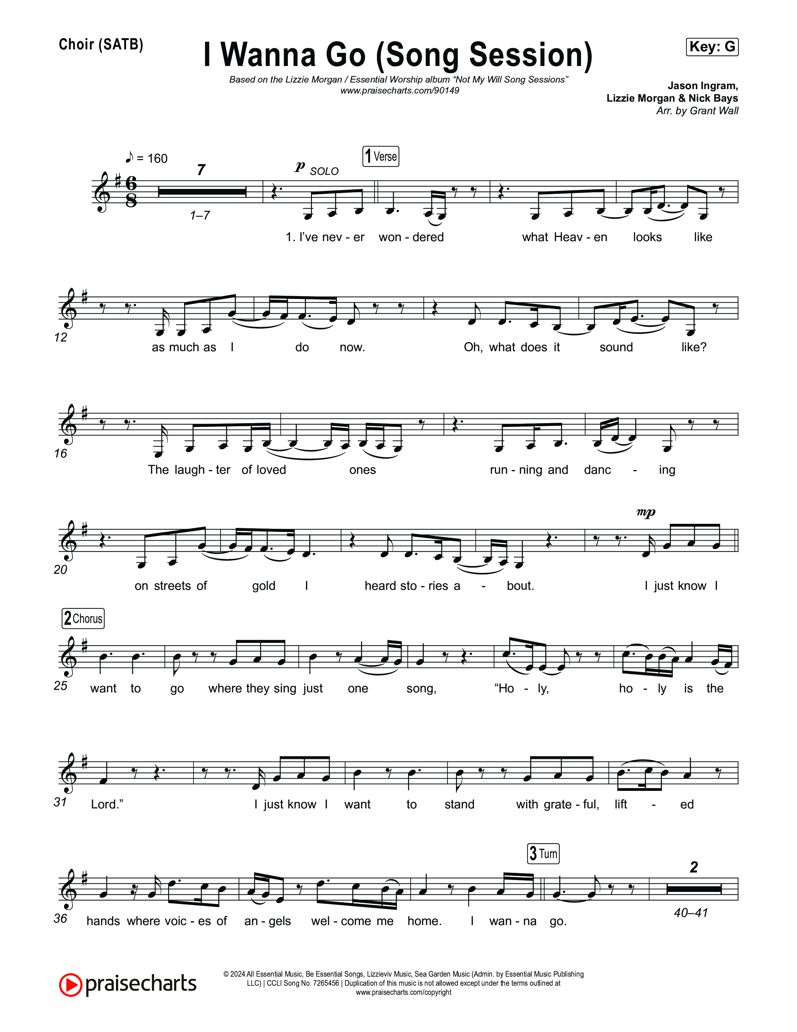 I Wanna Go (Song Session) Choir Sheet (SATB) (Lizzie Morgan / Essential Worship)
