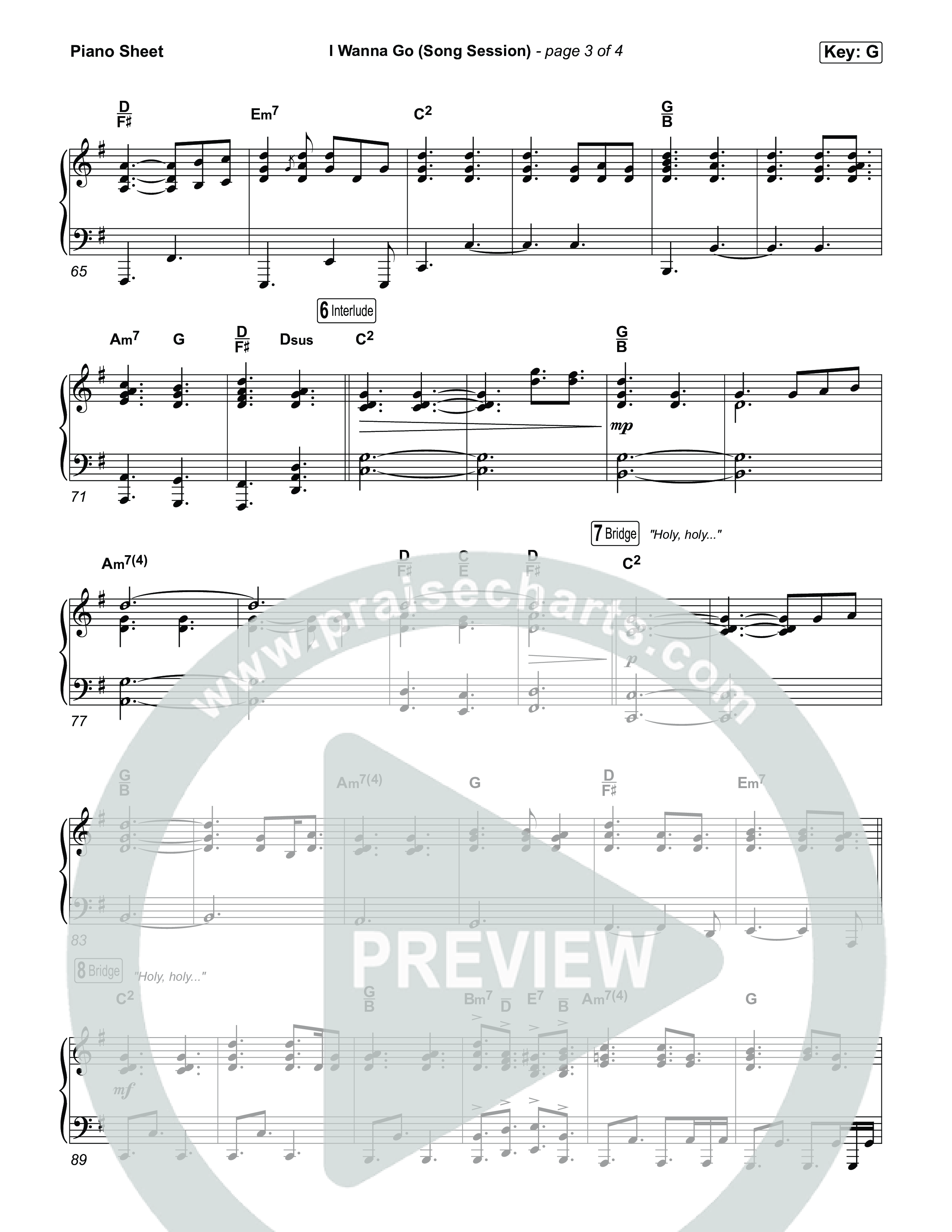 I Wanna Go (Song Session) Piano Sheet (Lizzie Morgan / Essential Worship)