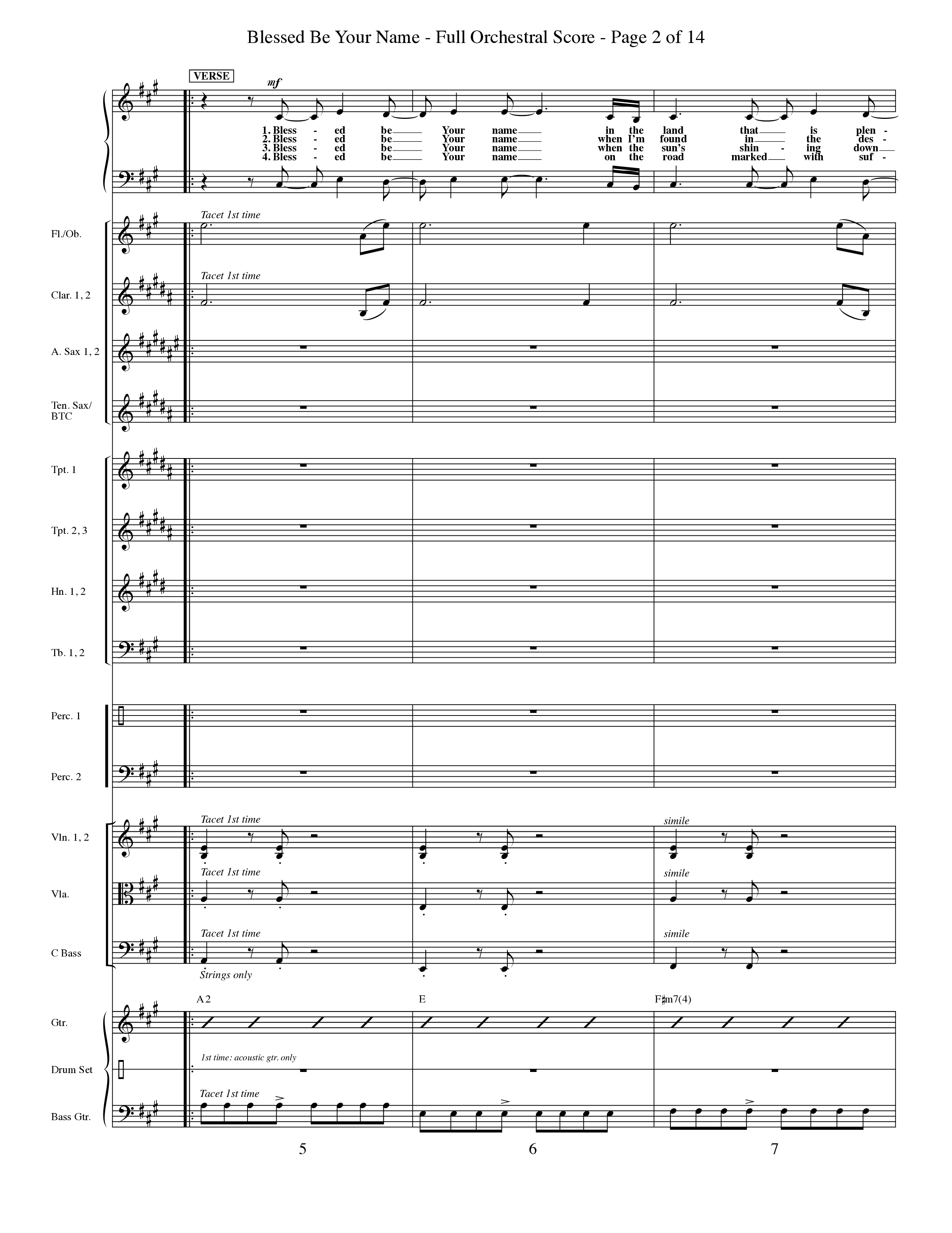 Blessed Be Your Name (Choral Anthem SATB) Orchestration (Word Music Choral / Orch. Keith Christopher)