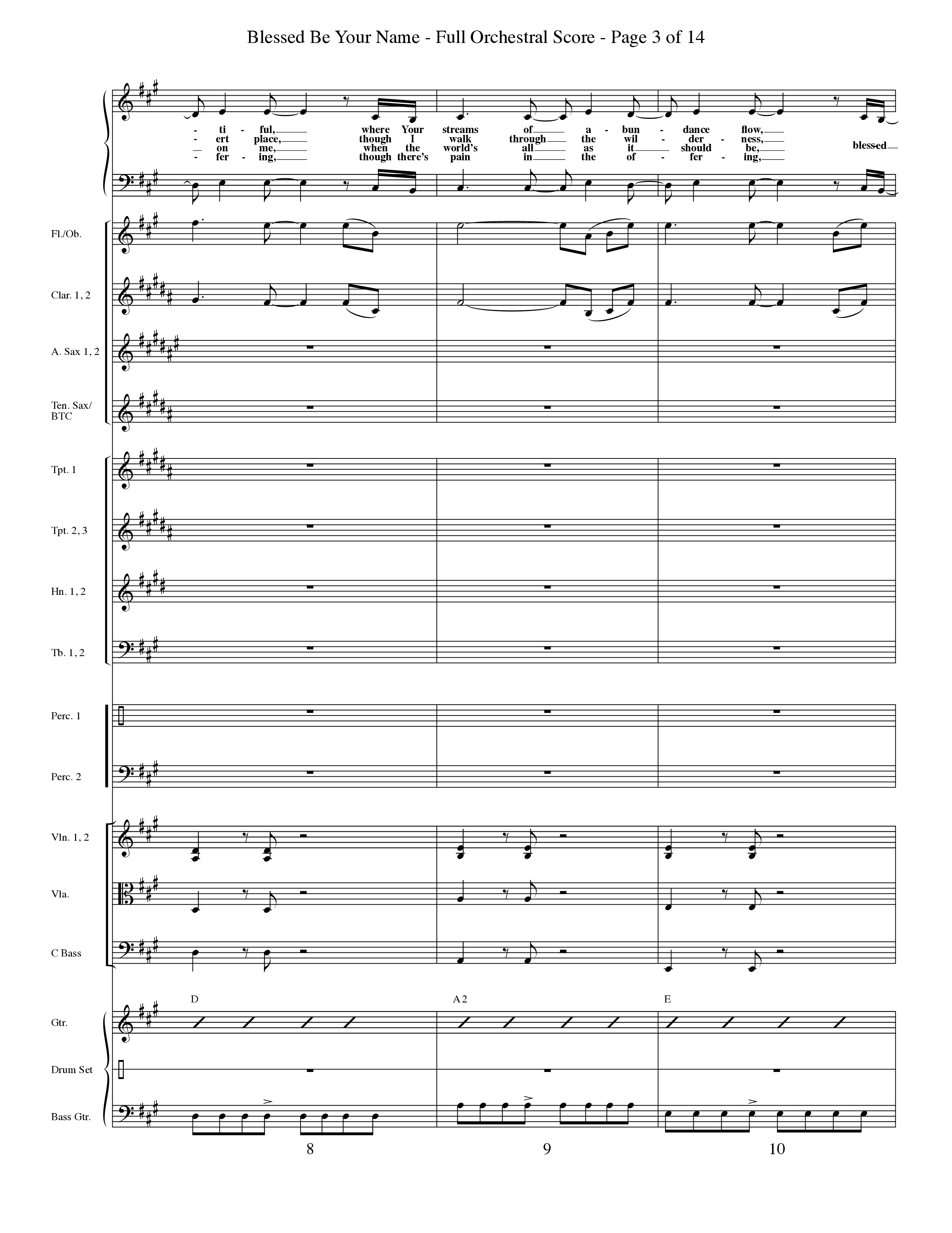 Blessed Be Your Name (Choral Anthem SATB) Orchestration (Word Music Choral / Orch. Keith Christopher)