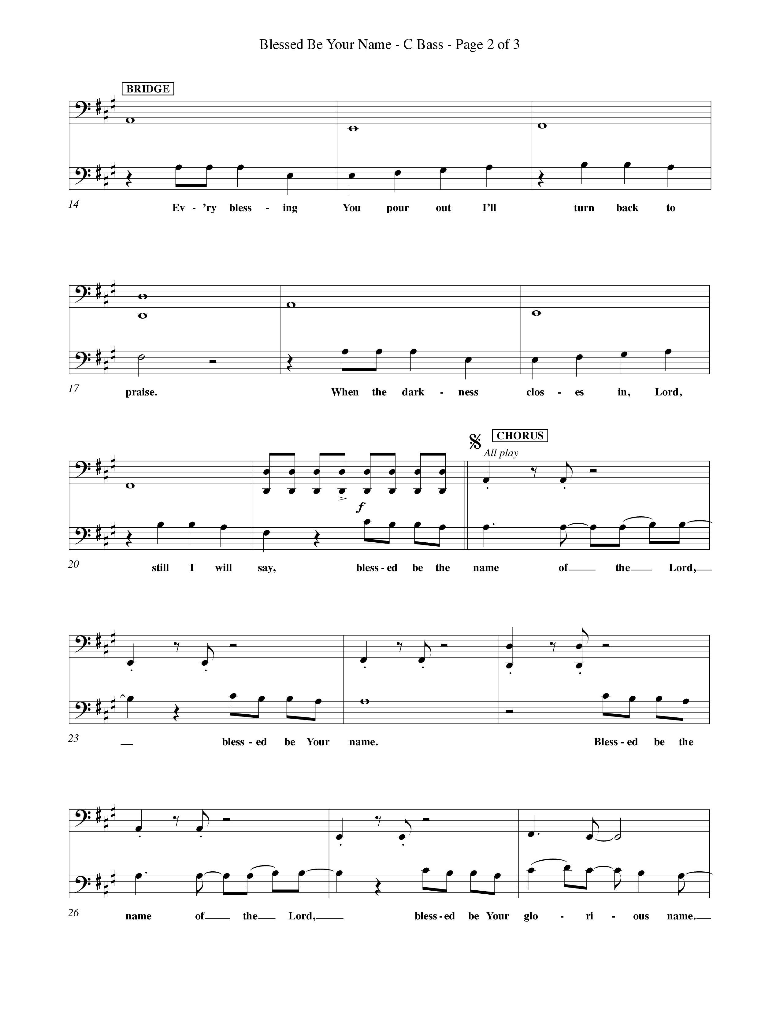 Blessed Be Your Name (Choral Anthem SATB) Contrabass (Word Music Choral / Orch. Keith Christopher)