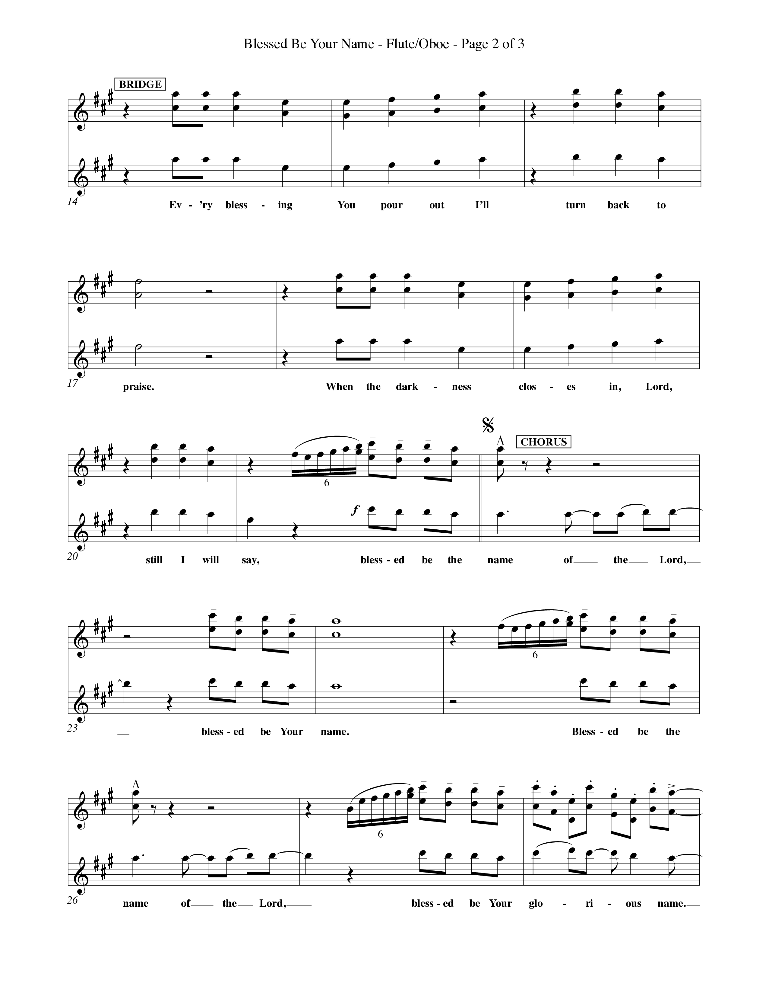 Blessed Be Your Name (Choral Anthem SATB) Flute/Oboe (Word Music Choral / Orch. Keith Christopher)