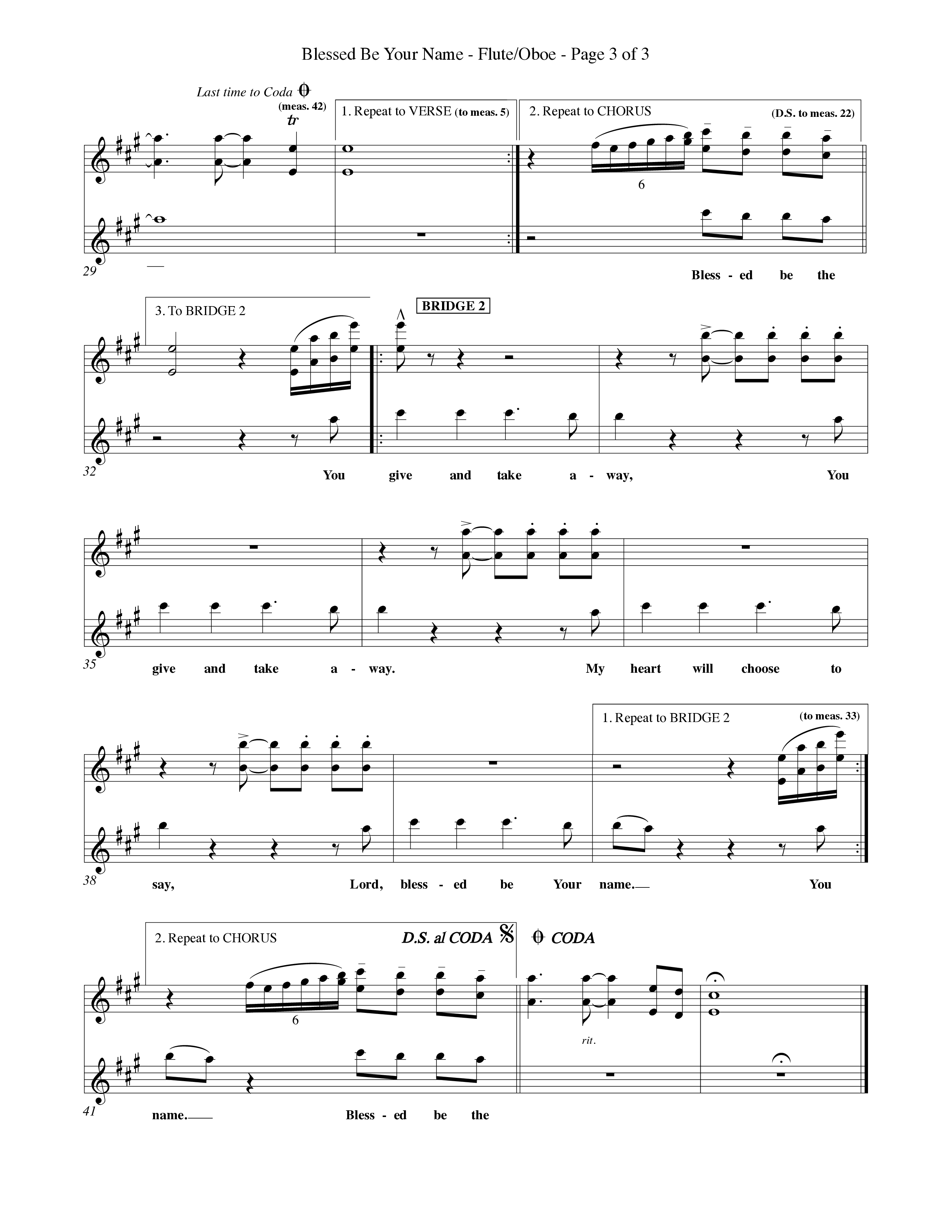 Blessed Be Your Name (Choral Anthem SATB) Flute/Oboe (Word Music Choral / Orch. Keith Christopher)