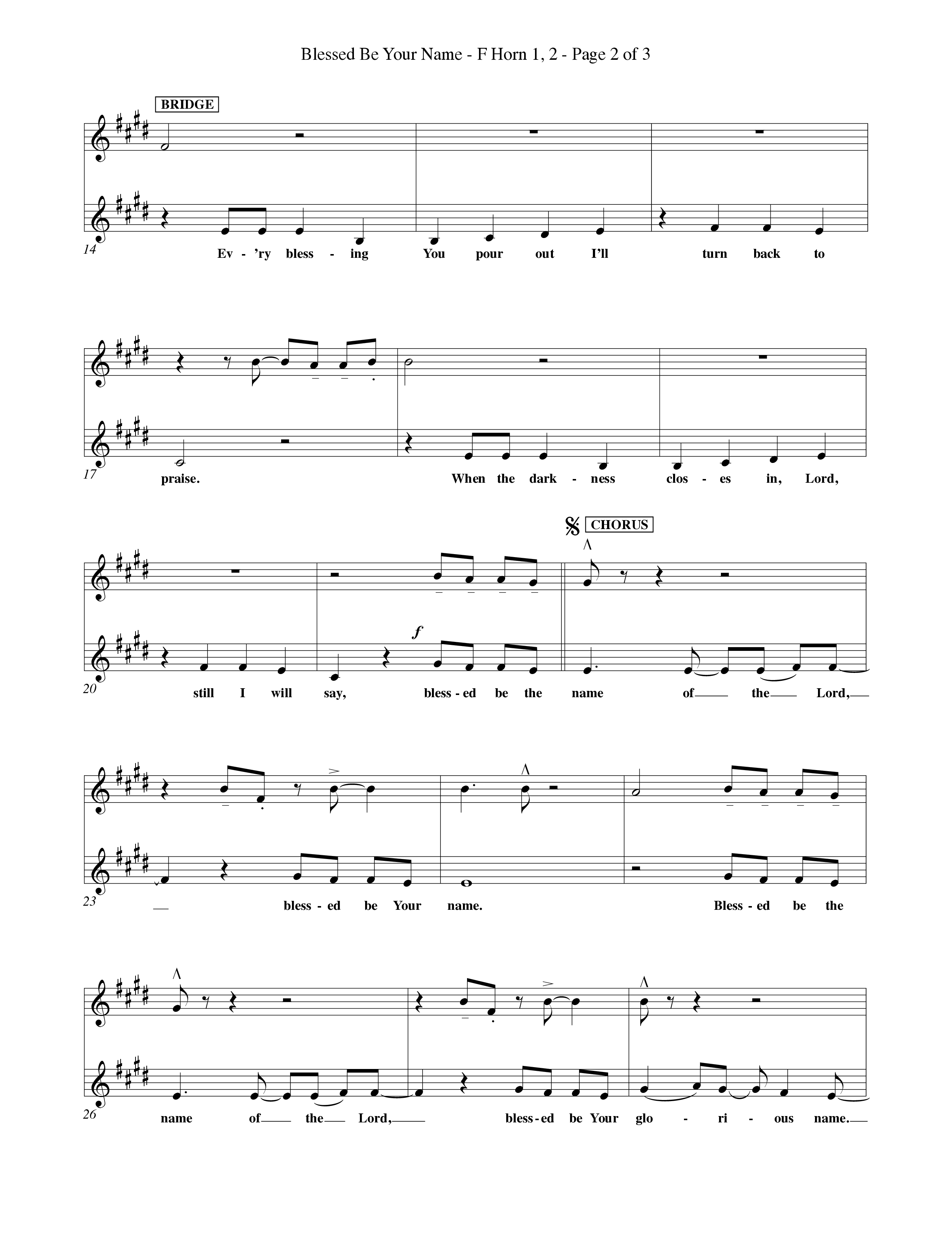Blessed Be Your Name (Choral Anthem SATB) French Horn (Word Music Choral / Orch. Keith Christopher)