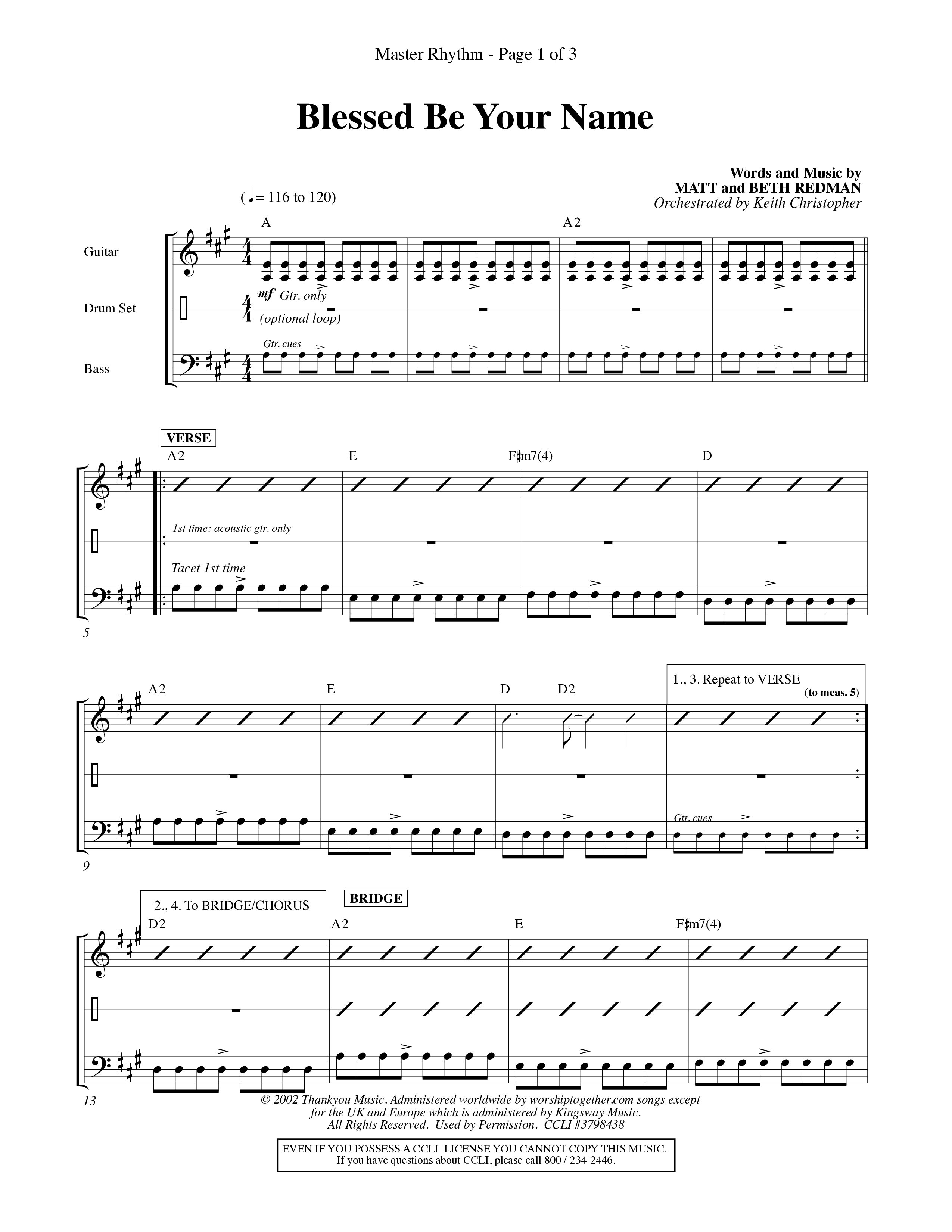 Blessed Be Your Name (Choral Anthem SATB) Rhythm Pack (Word Music Choral / Orch. Keith Christopher)