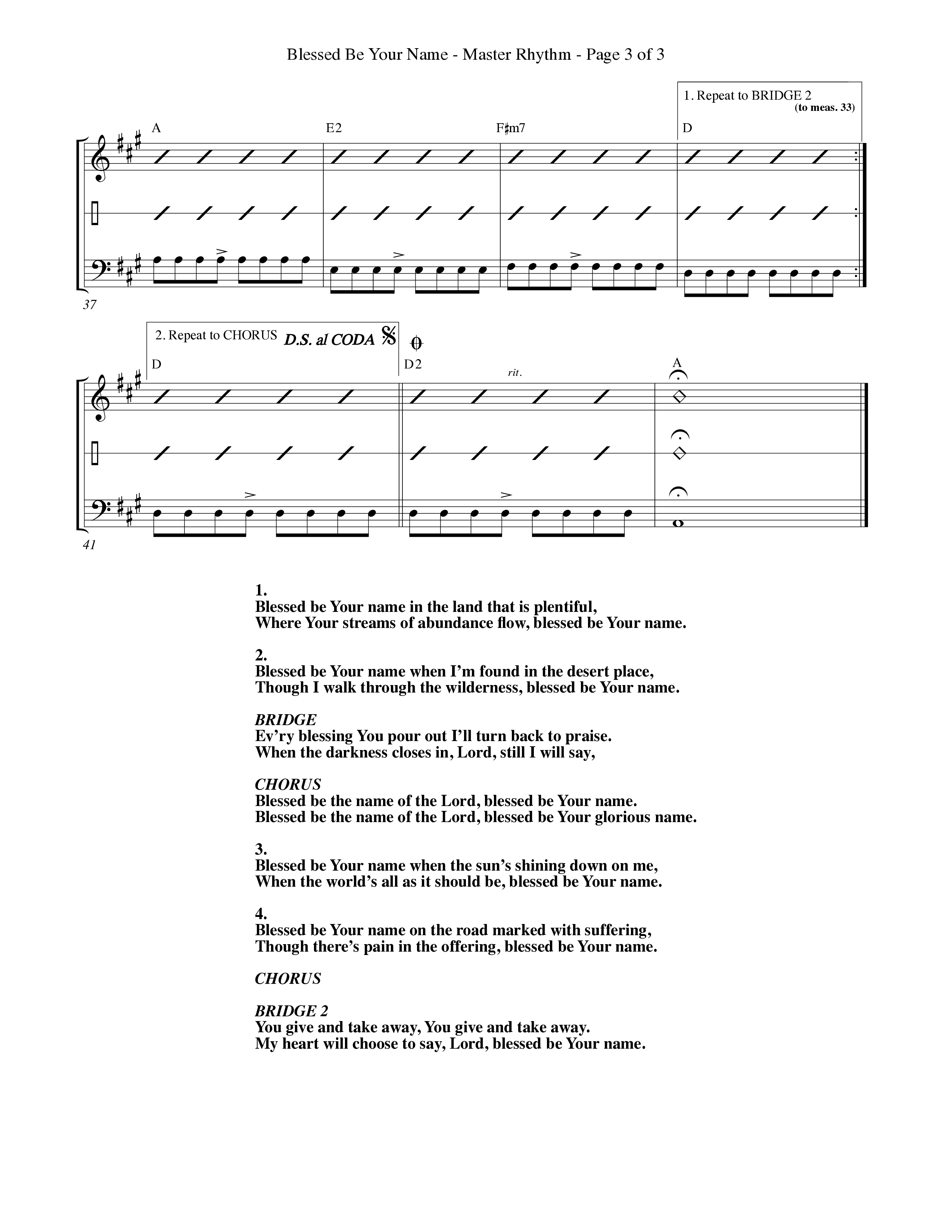 Blessed Be Your Name (Choral Anthem SATB) Rhythm Pack (Word Music Choral / Orch. Keith Christopher)