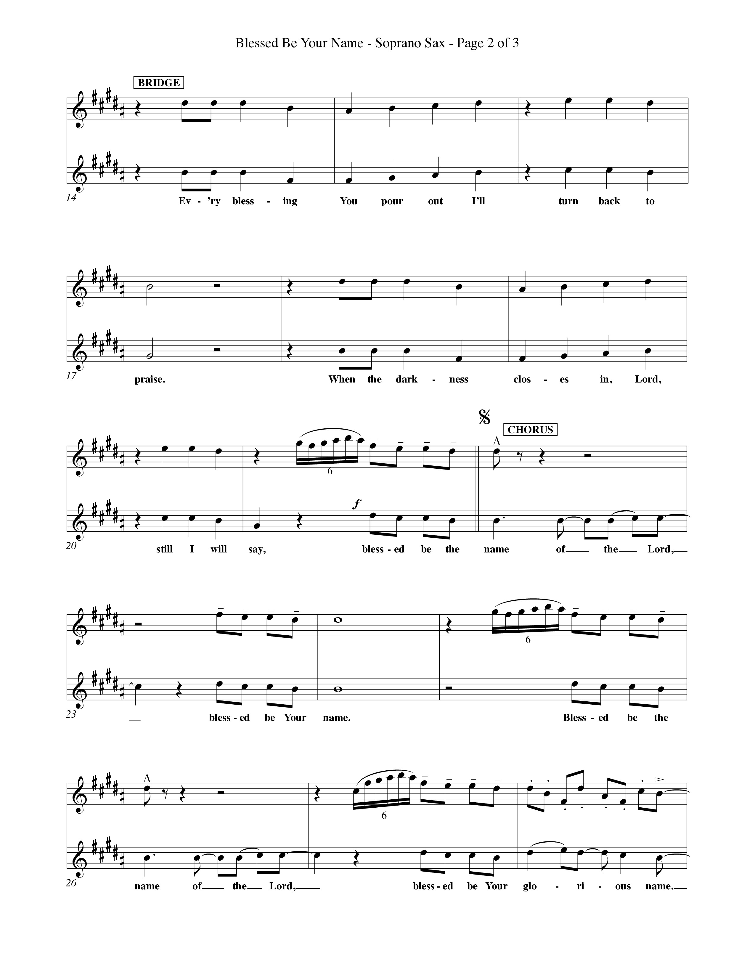 Blessed Be Your Name (Choral Anthem SATB) Saxophone (Word Music Choral / Orch. Keith Christopher)