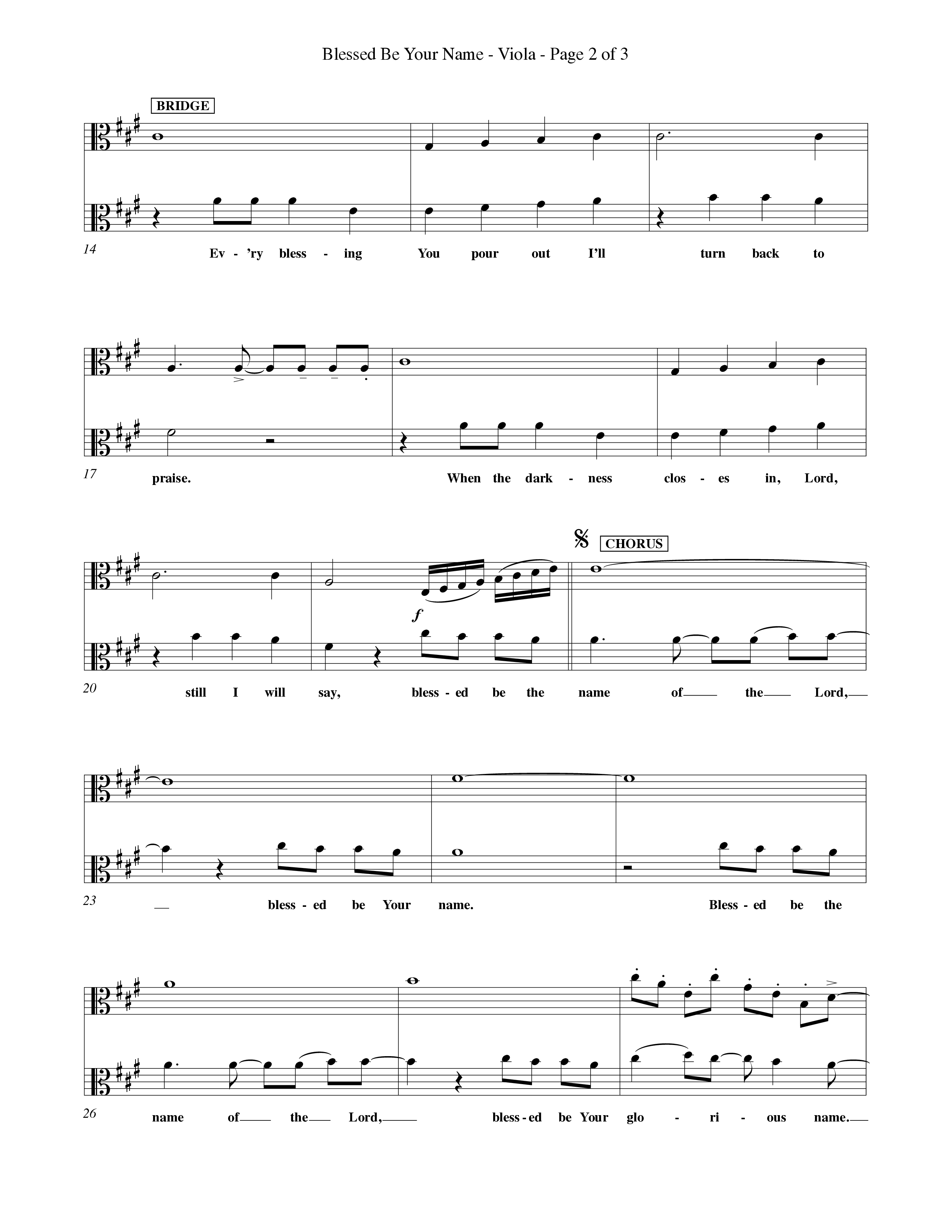 Blessed Be Your Name (Choral Anthem SATB) Viola (Word Music Choral / Orch. Keith Christopher)