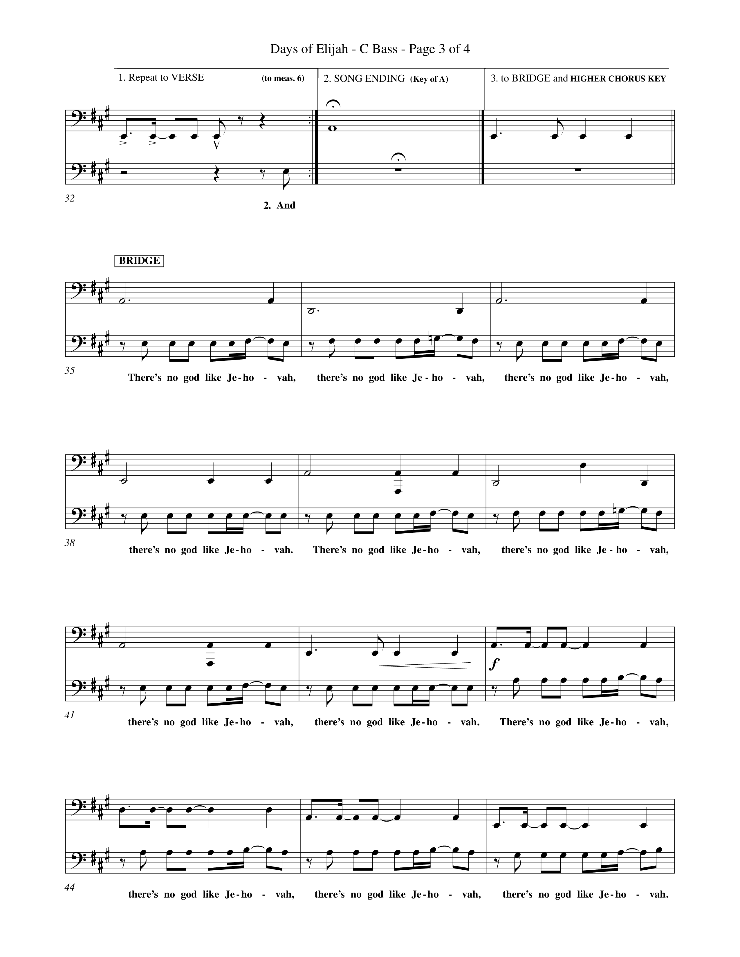 Days of Elijah (Choral Anthem SATB) Contrabass (Word Music Choral / Orch. Rob Howard)