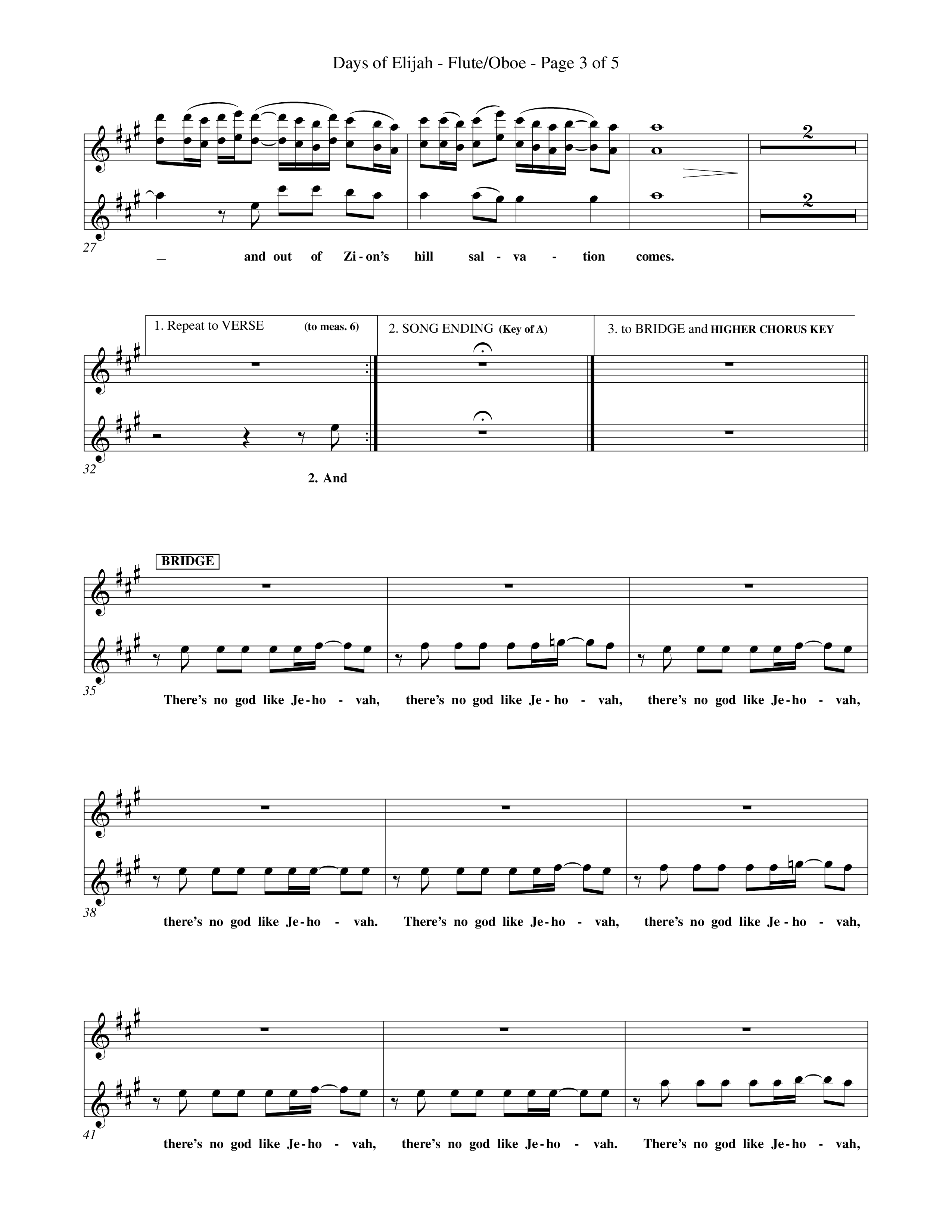 Days of Elijah (Choral Anthem SATB) Flute/Oboe (Word Music Choral / Orch. Rob Howard)