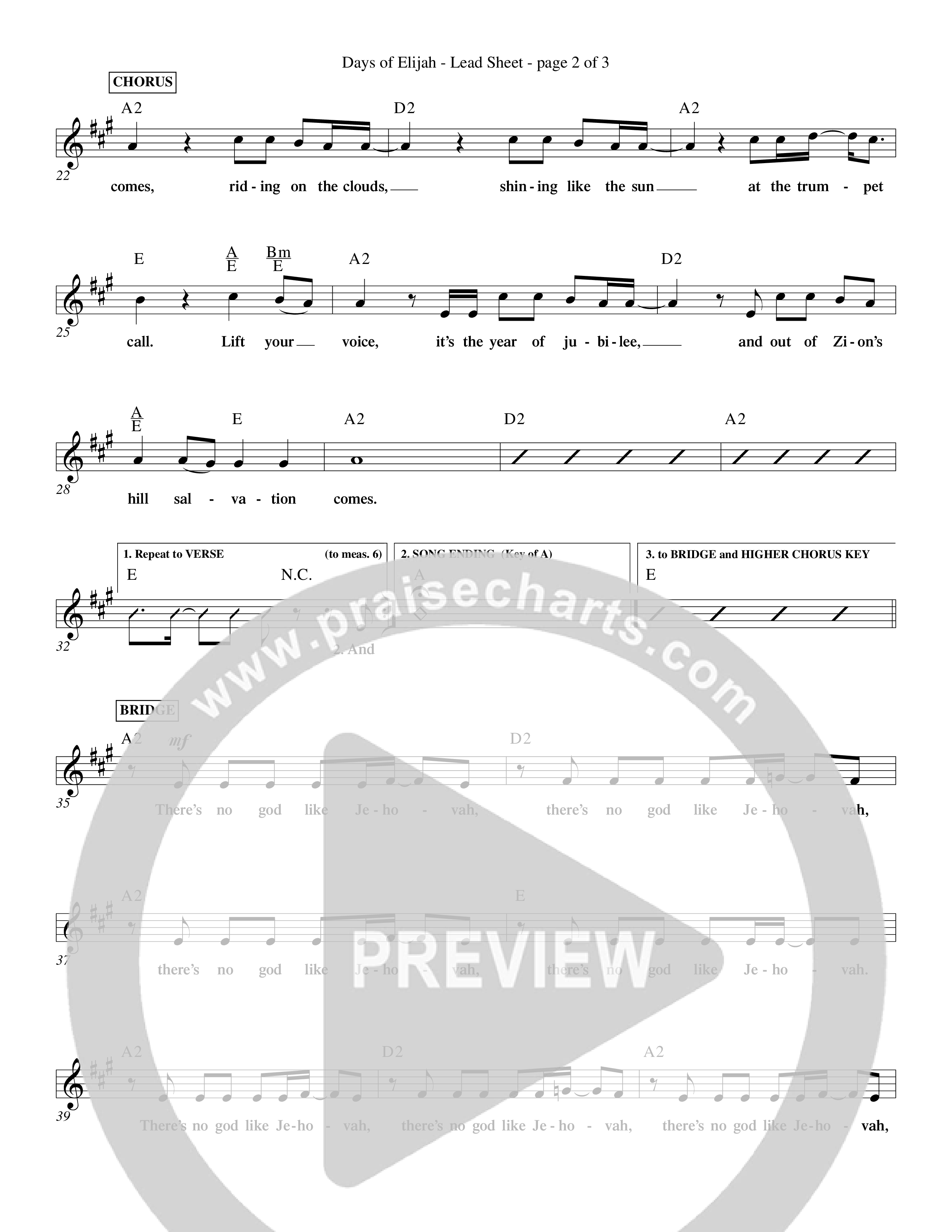 Days of Elijah (Choral Anthem SATB) Lead Sheet (Word Music Choral / Orch. Rob Howard)