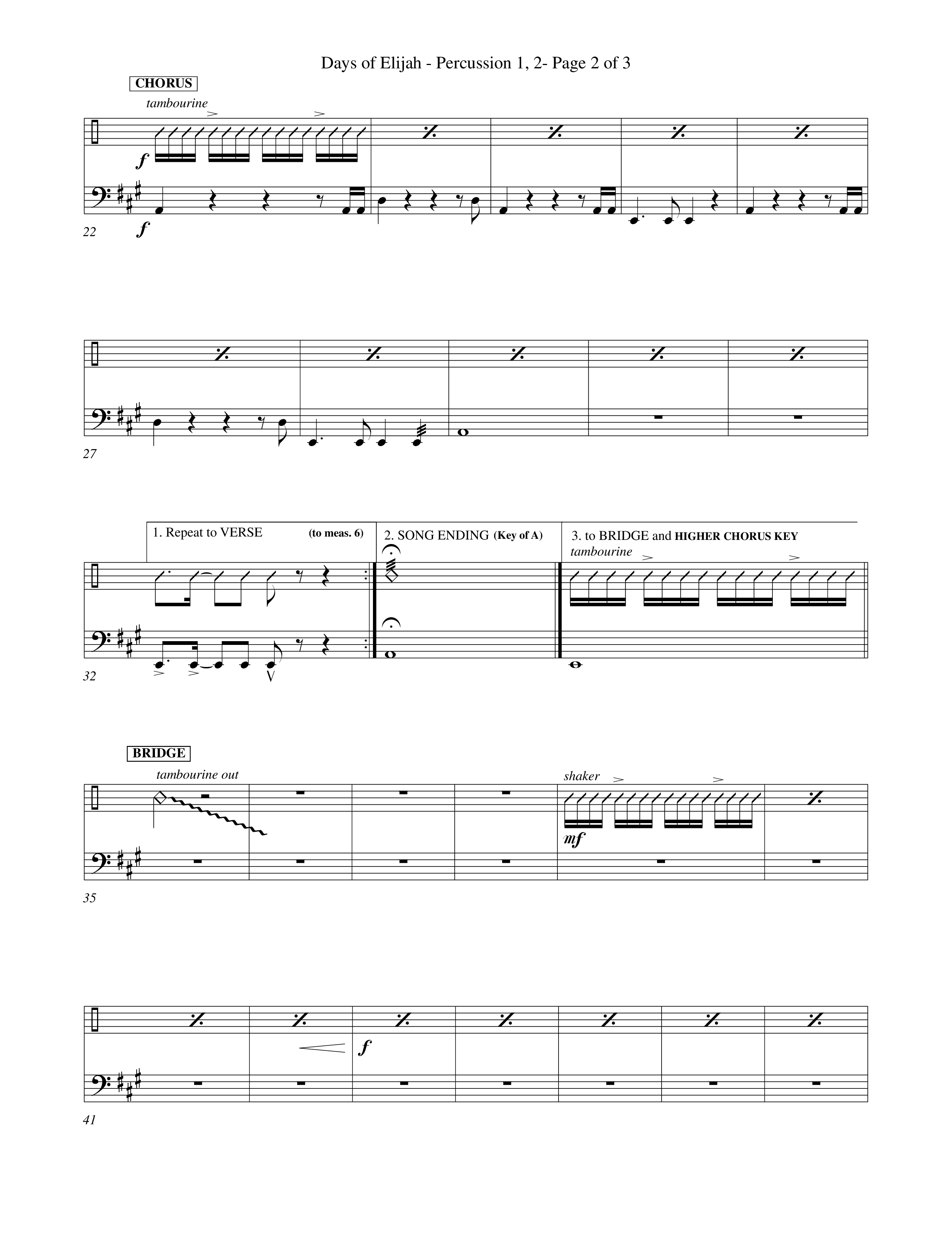 Days of Elijah (Choral Anthem SATB) Percussion 1/2 (Word Music Choral / Orch. Rob Howard)