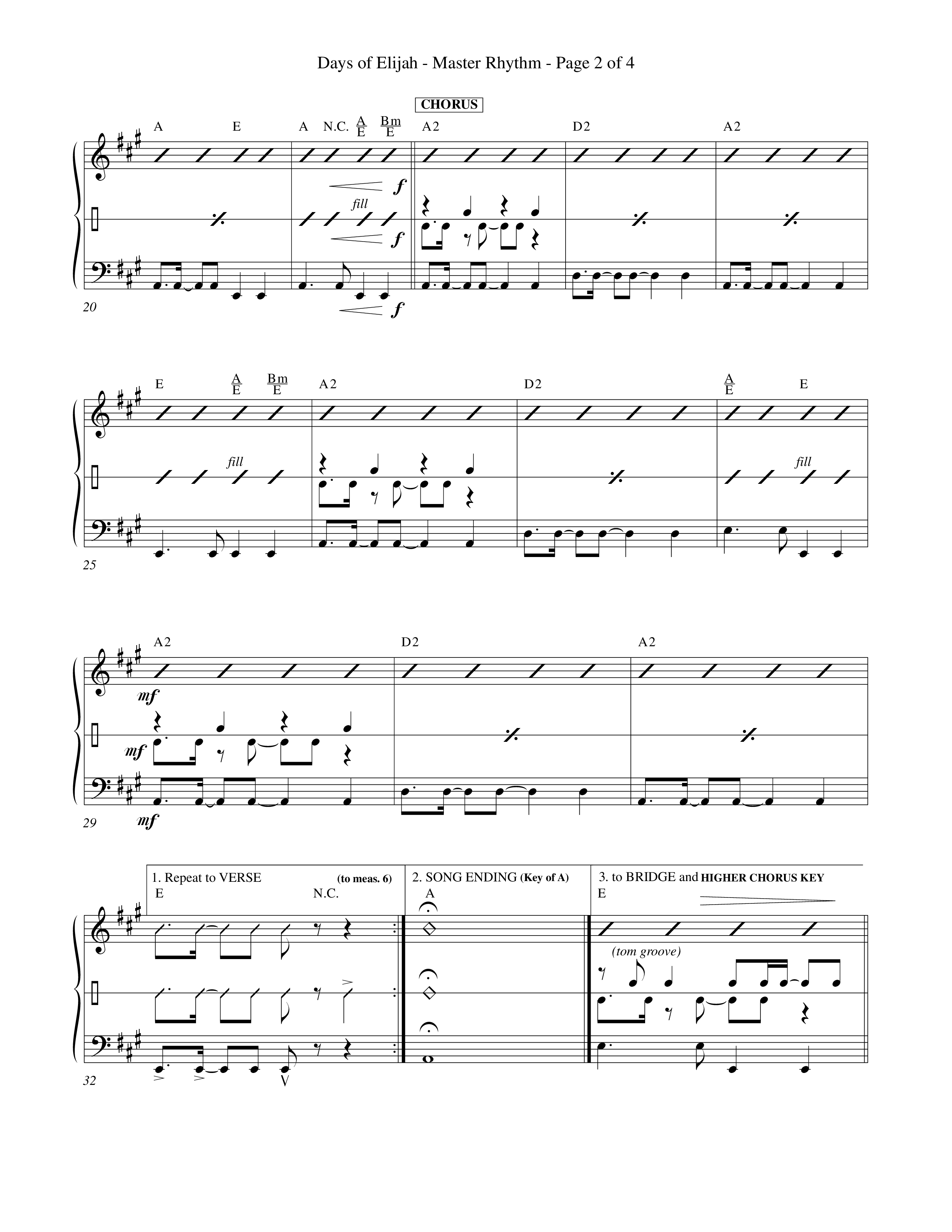 Days of Elijah (Choral Anthem SATB) Rhythm Chart (Word Music Choral / Orch. Rob Howard)