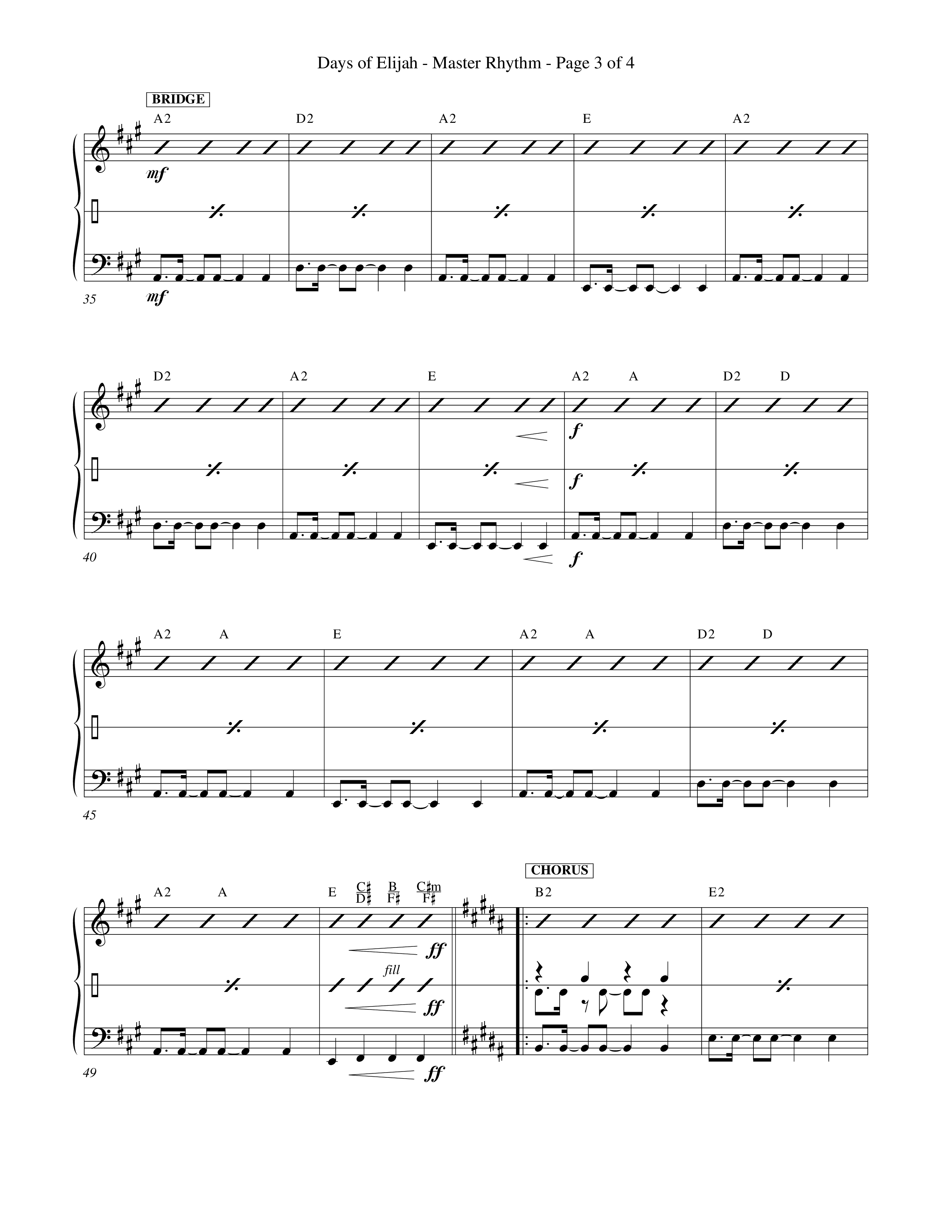 Days of Elijah (Choral Anthem SATB) Rhythm Chart (Word Music Choral / Orch. Rob Howard)