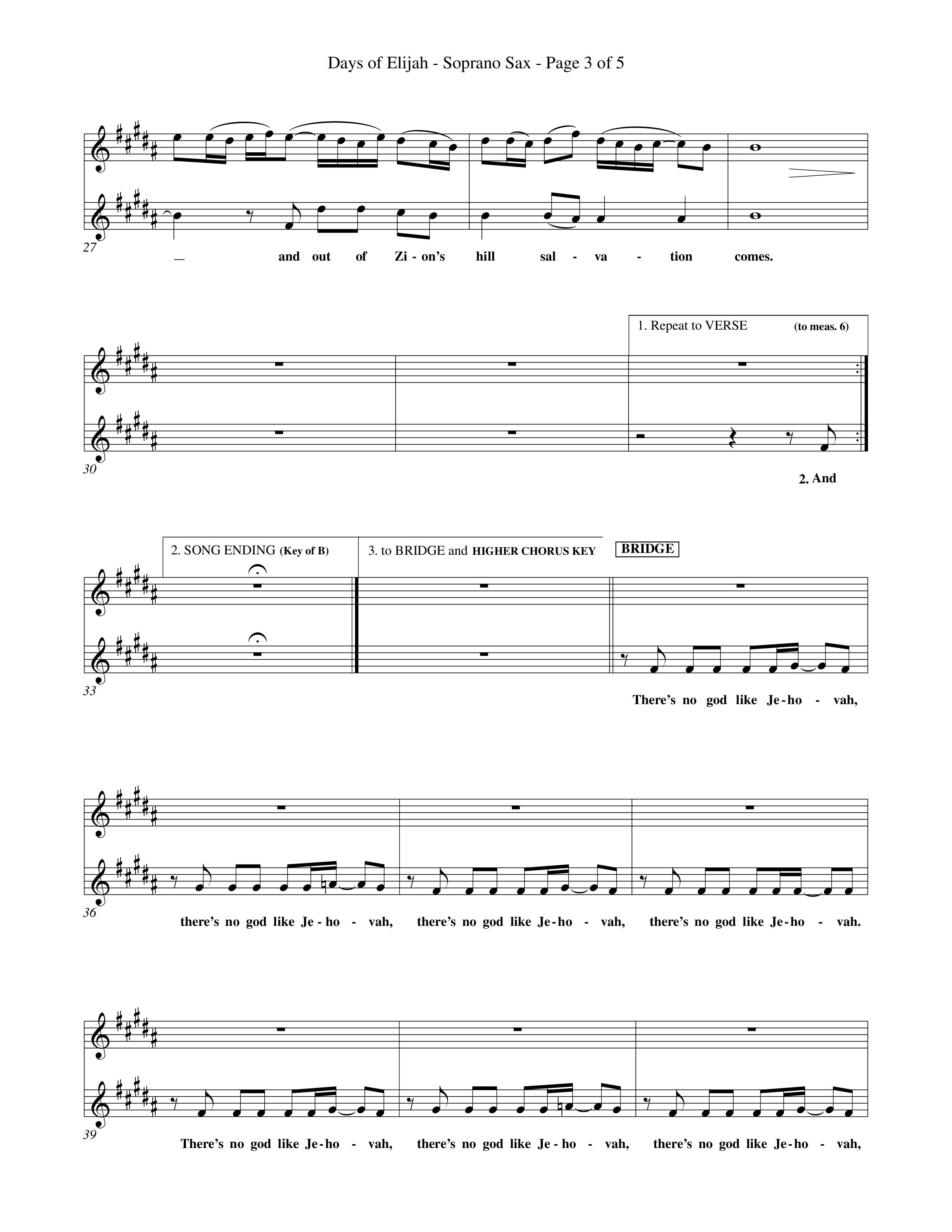 Days of Elijah (Choral Anthem SATB) Saxophone (Word Music Choral / Orch. Rob Howard)