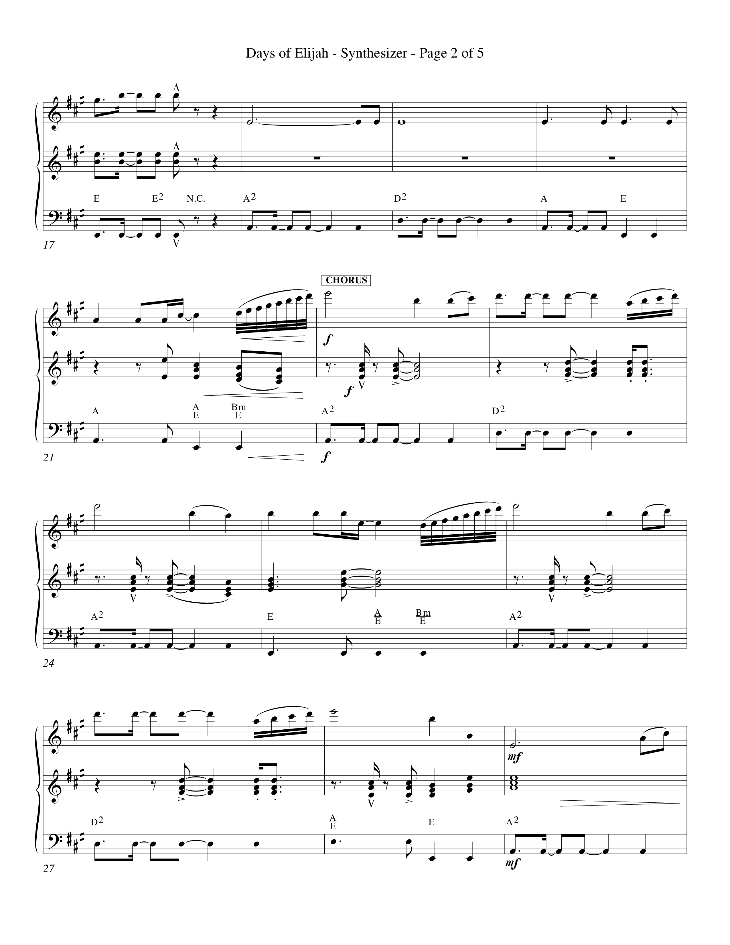 Days of Elijah (Choral Anthem SATB) Synth (Word Music Choral / Orch. Rob Howard)