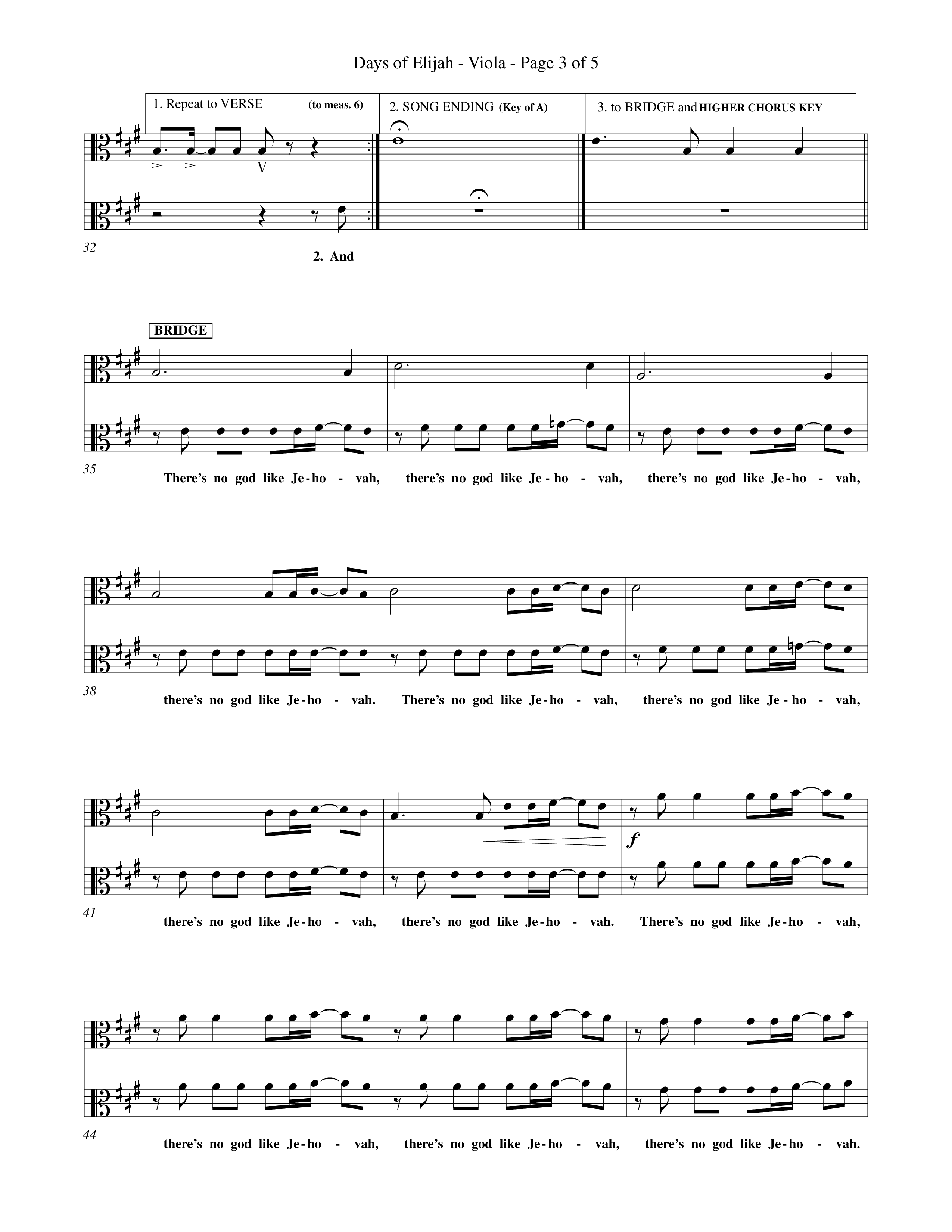 Days of Elijah (Choral Anthem SATB) Viola (Word Music Choral / Orch. Rob Howard)