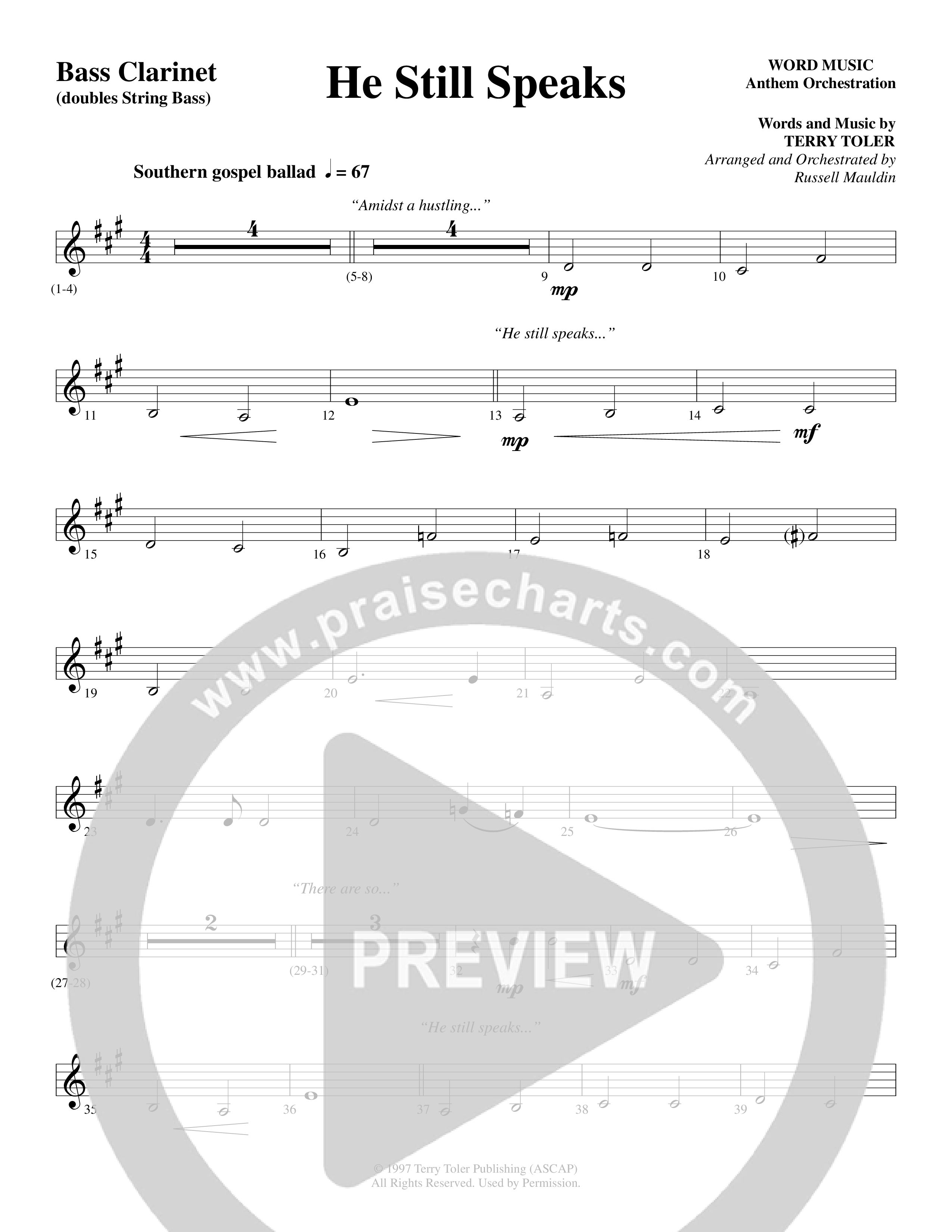 He Still Speaks (Choral Anthem SATB) Bass Clarinet (Word Music Choral / Arr. Russell Mauldin)